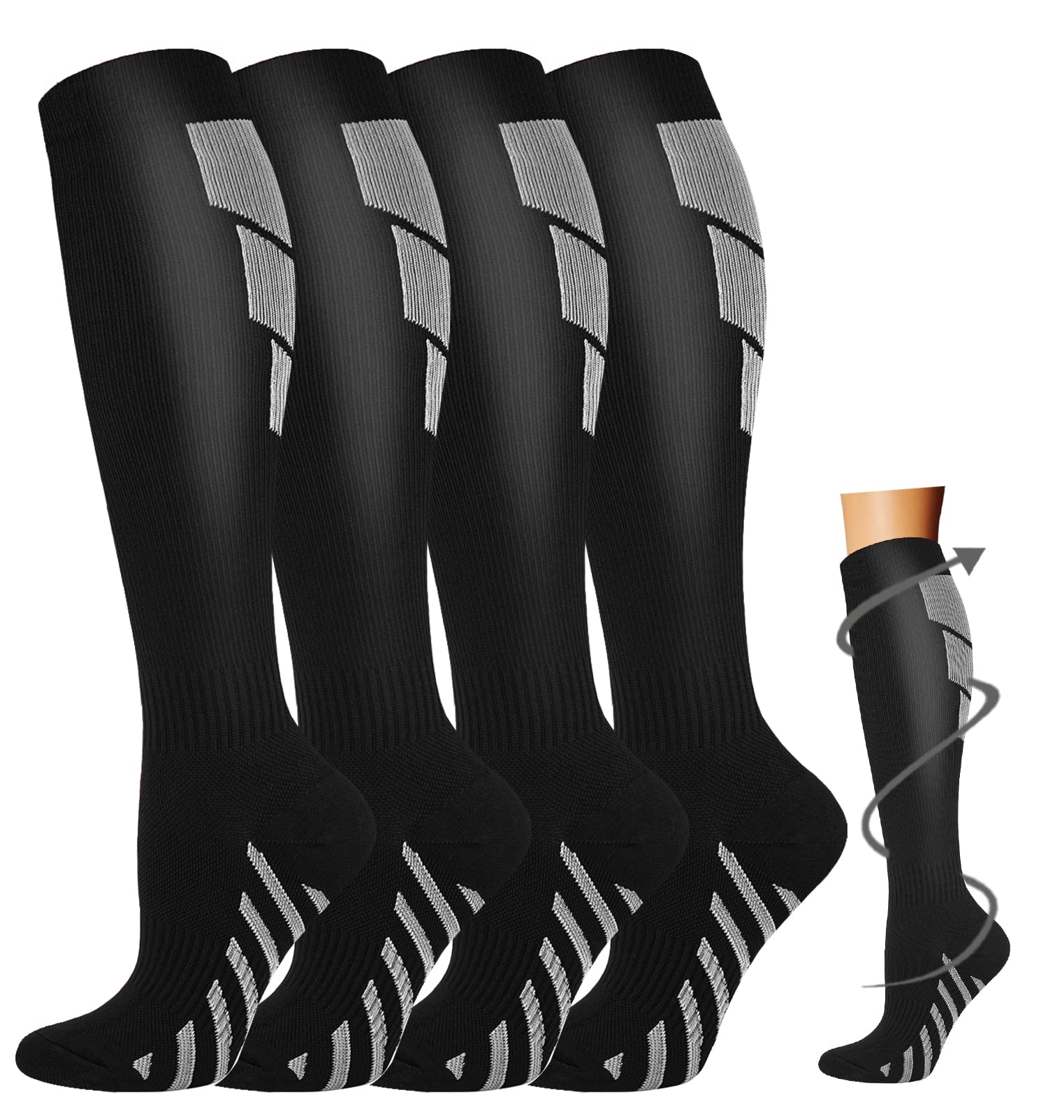 AcTINPUT compression Socks Men Women circulation-Best Support for Nurses Running cycling(A3 - Blackgrey LargeX-Large)