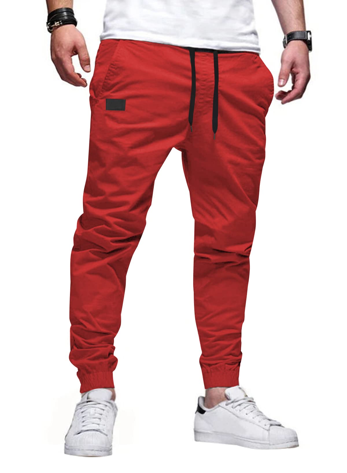JMIERR Mens casual Joggers Pants - cotton Drawstring chino cargo Pants Hiking Outdoor Twill Track Jogging Sweatpants Pants with 