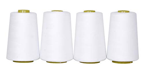 Mandala Crafts Mandala crafts All Purpose Sewing Thread Spools - White Serger  Thread cones 4 Pack - 20S2 24000 Yds White Polyester Thread for O