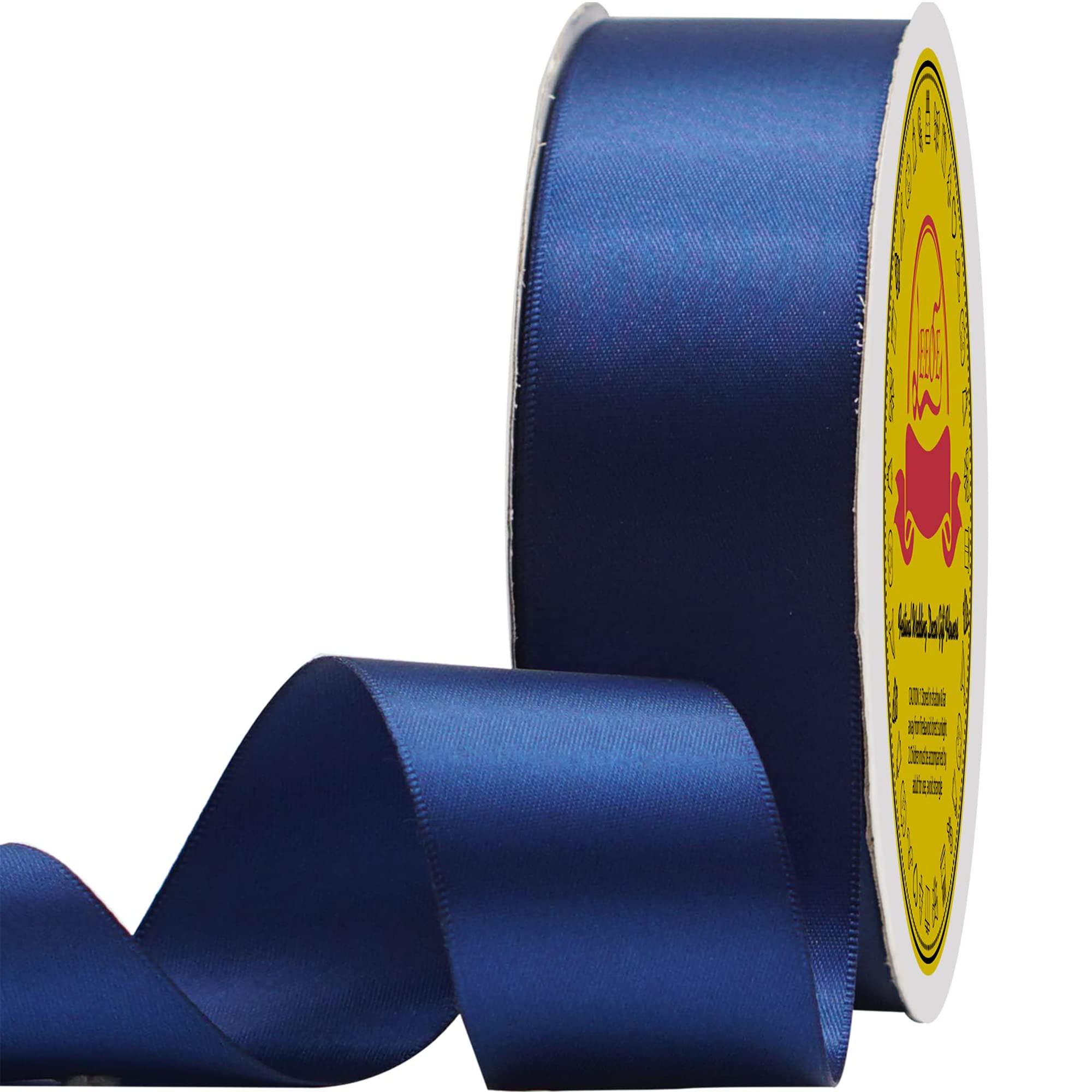 LEEQE Double Face Satin Ribbon 1-1/2 inch X 50 Yards Polyester Navy Blue  Ribbon for Gift Wrapping Very Suitable for Weddings Par