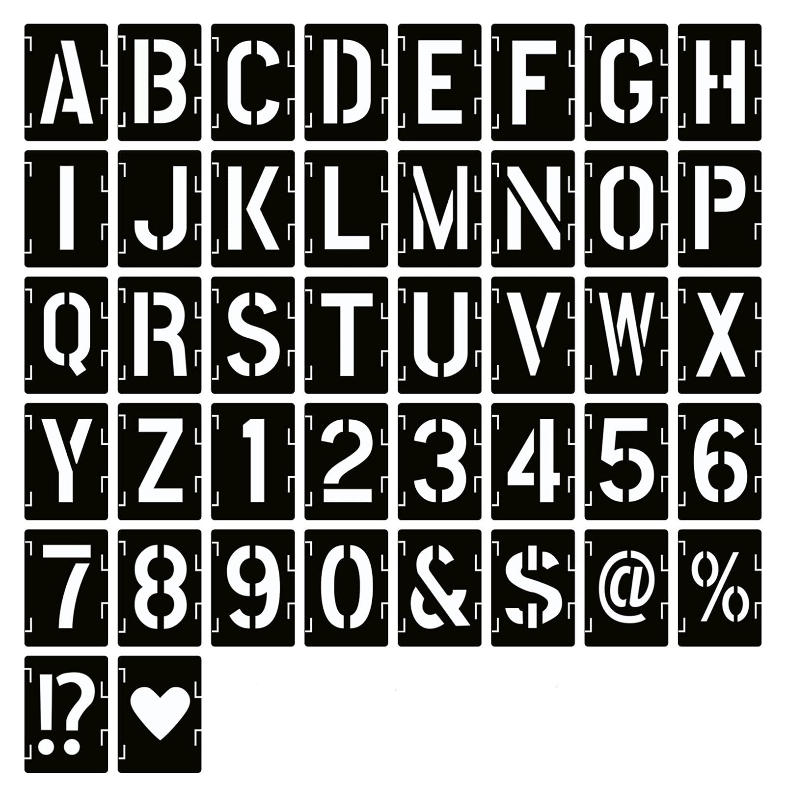 YEAJON 10 Inch Letter Stencils Symbol Numbers craft Stencils, 42 Pcs  Reusable Alphabet Templates Interlocking Stencil Kit for Pa