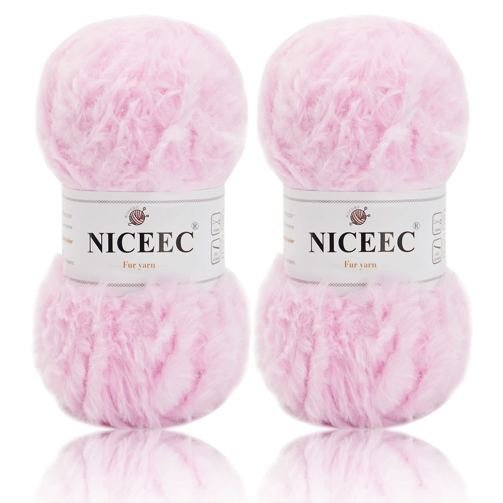 NICEEC NIcEEc 2 Skeins Super Soft Fur Yarn chunky Fluffy Faux Fur