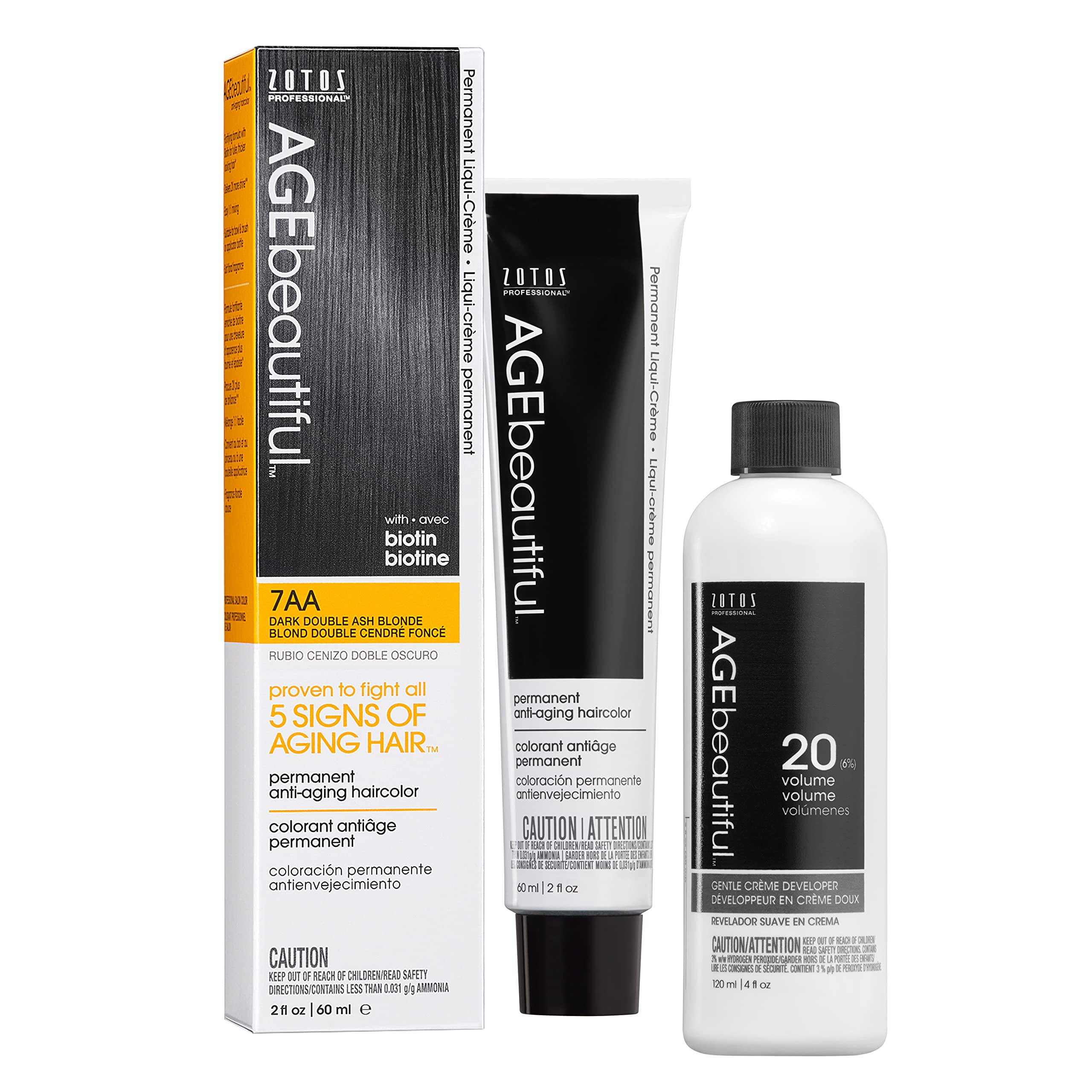 Age Beautiful AgEbeautiful Permanent Liqui creme Hair color Dye & Developer 20 Volume 100 gray