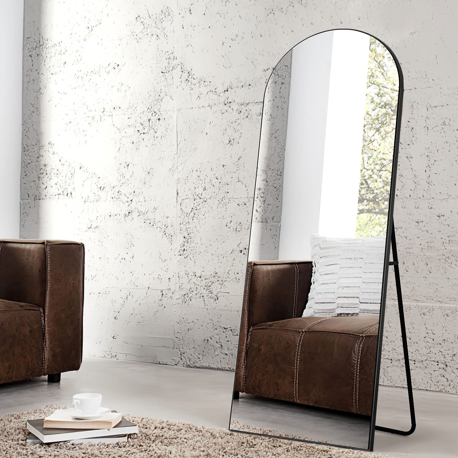 NeuType 71x24 Arched Full Length Mirror Large Arched Mirror Floor Mirror with Stand Large Bedroom Mirror Arched Shape Wall Mount