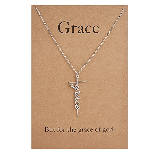 Lcherry grace cross Pendant Necklace Stainless Steel Religious Jewelry for Women