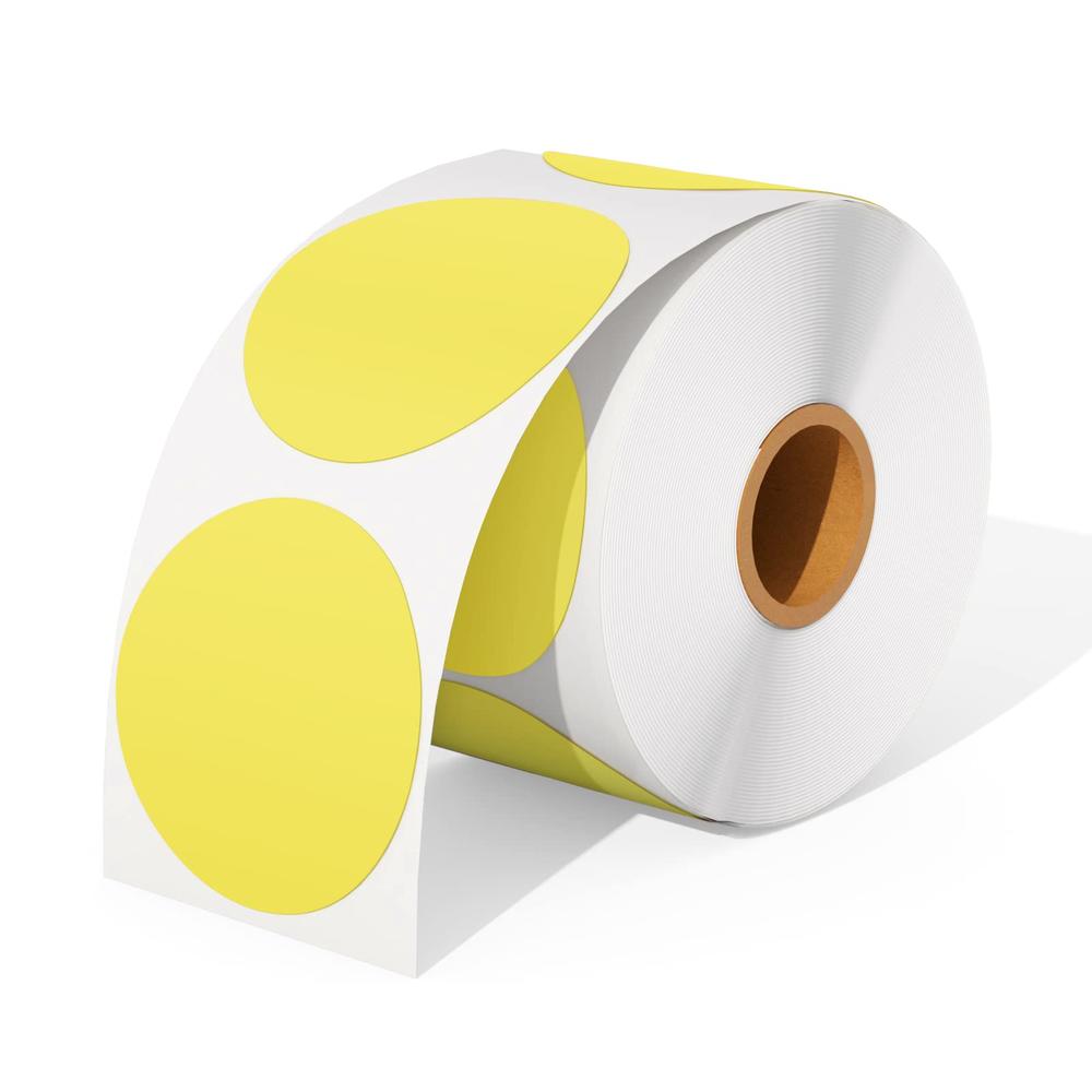 MUNBYN 2 Inch circle Yellow Thermal Sticker Labels, Self-Adhesive Round Direct Thermal Labels, Multi-Purpose Roll Thermal Sticke