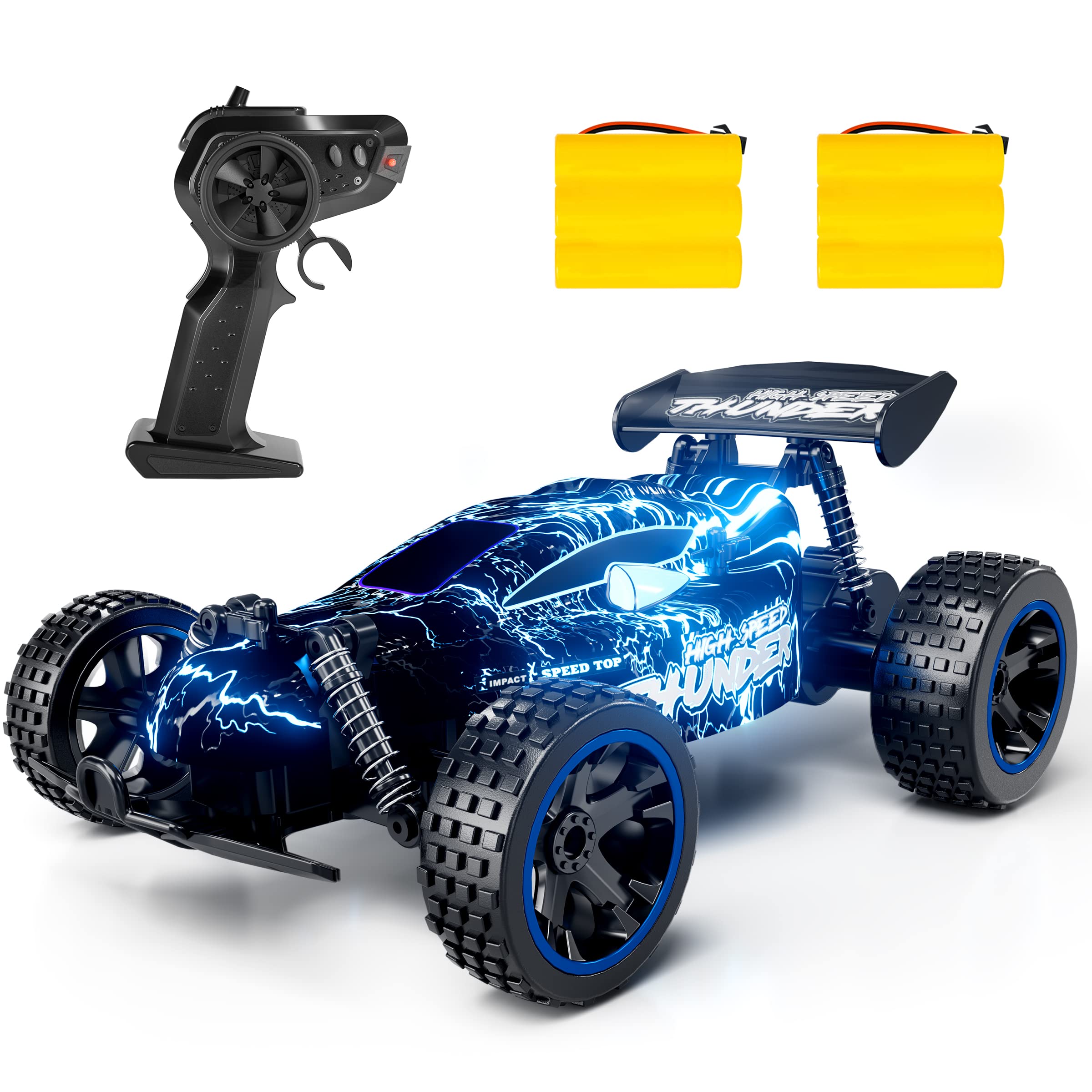 Tecnock Rc Racing car, 2.4ghz High Speed Remote control car, 1:18 2WD Toy cars Buggy for Boys & girls with Two Rechargeable Batt