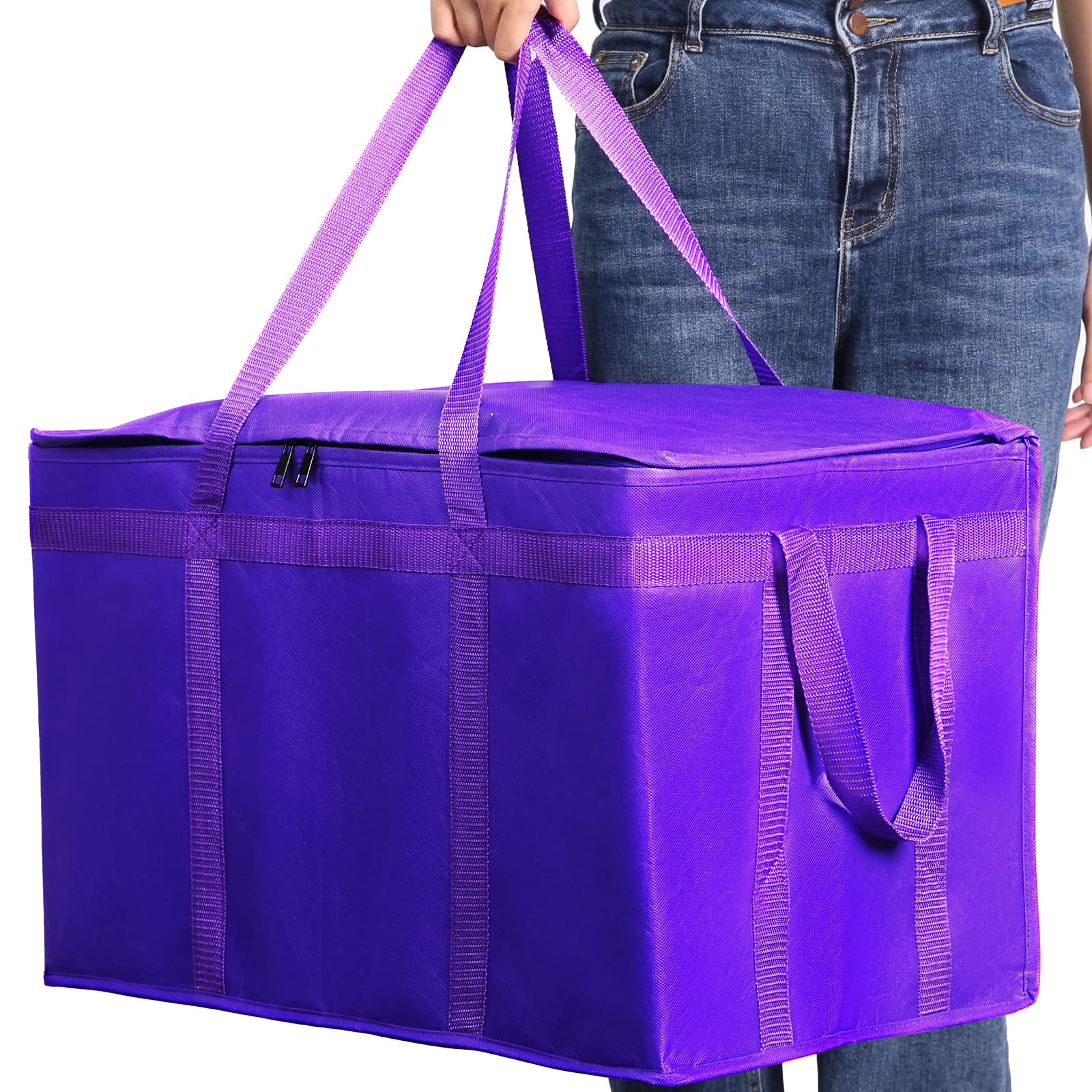Musbus 1 Pack Purple Extra Large Xxxl Insulated Food Delivery Bag Cooler Bags Keep Food Warm Catering Therma For Doordash Cateri