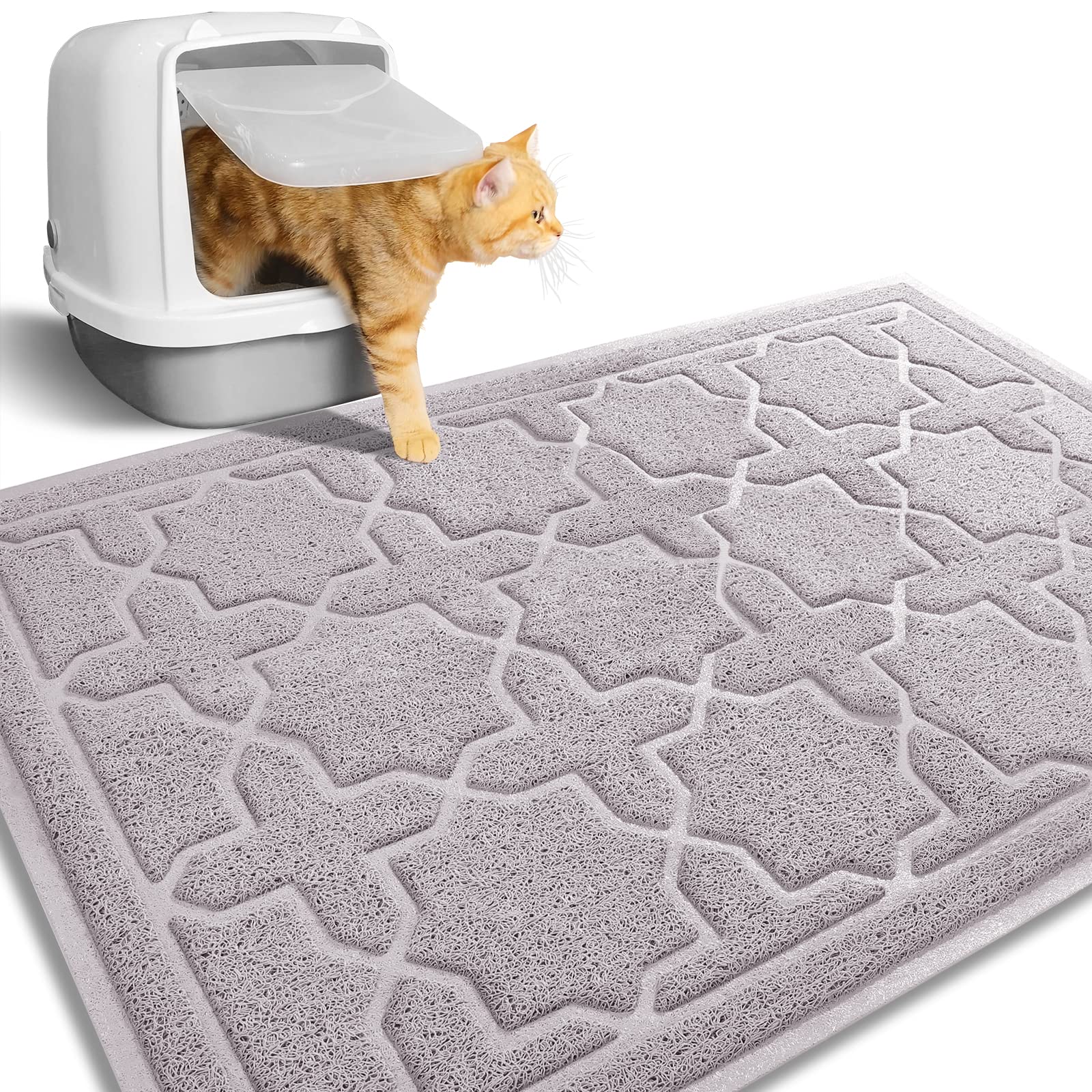 Yimobra Cat Litter Mat, 35.4x23.6 Litter Box Mat with Litter Lock Mesh, Soft Durable Cat Litter Mat Litter Trapping Mat, Easy to Clean, Non-Slip, Wate