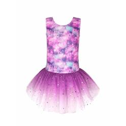 EQSJIU Purple Gymnastics Leotards With Skirt For Girls Size 6-7 Years Old Cloud Galaxy Dance Tulle Tutu Dresses Gradient Colors Athleti