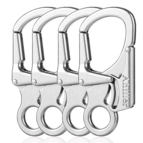 Ahiller Carabiner Clip, Double Anti-Misopening Locking Design, 295 In Alloy Carabiner Keychain For Outdoor Camping, Key Ring Clip (Silve