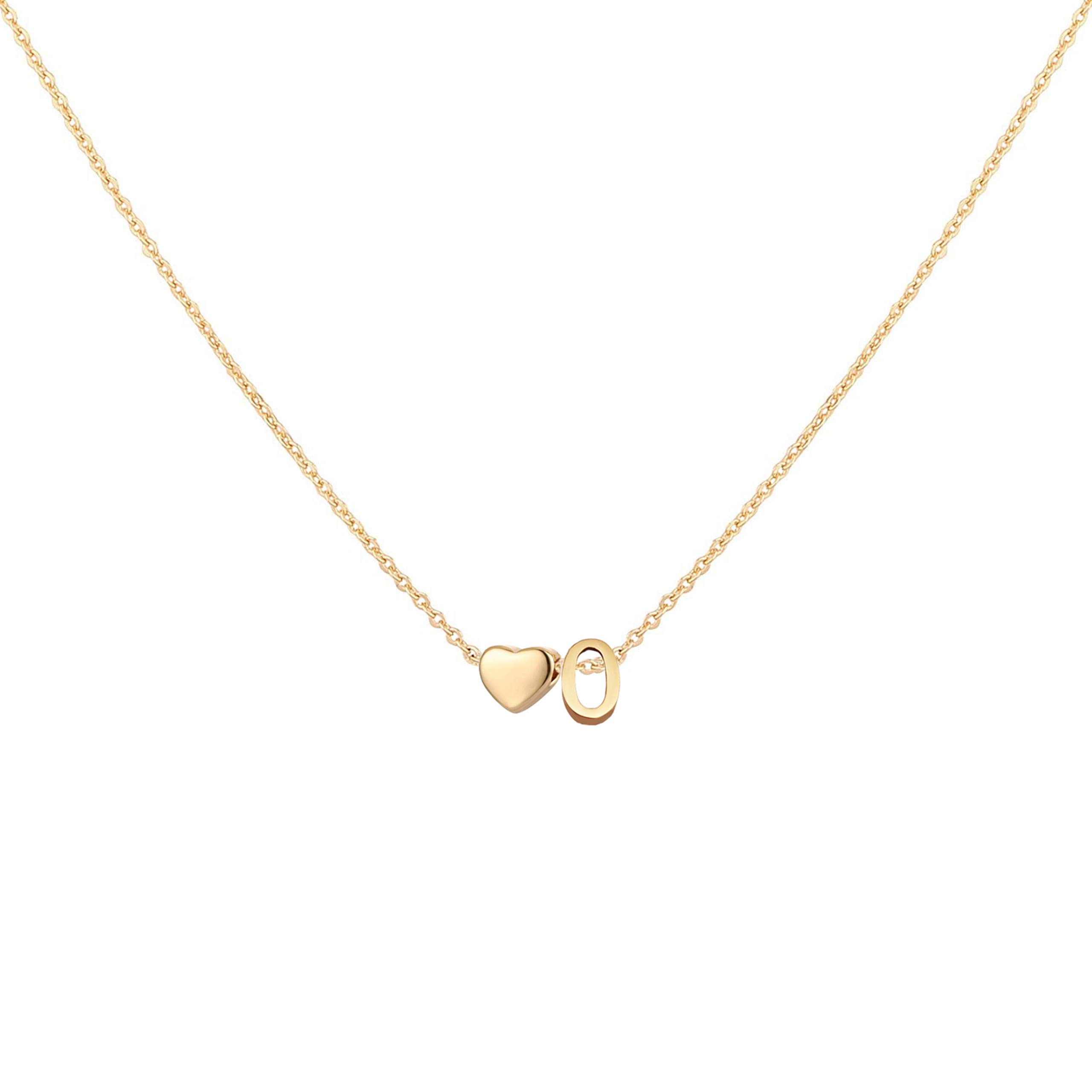 Glimmerst Initial Heart Necklace,18K Gold Plated Stainless Steel Tiny Heart Letter O Necklace Personalized Monogram Name Necklace For Wome