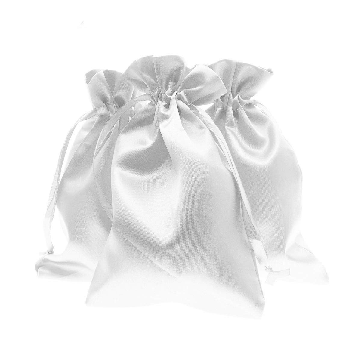 Knitial 6 X 9 Satin White Gift Bags, Jewelry Bags, Wedding Favor  Drawstring Bags Baby Shower Christmas Gift Bags 50 Per Pack