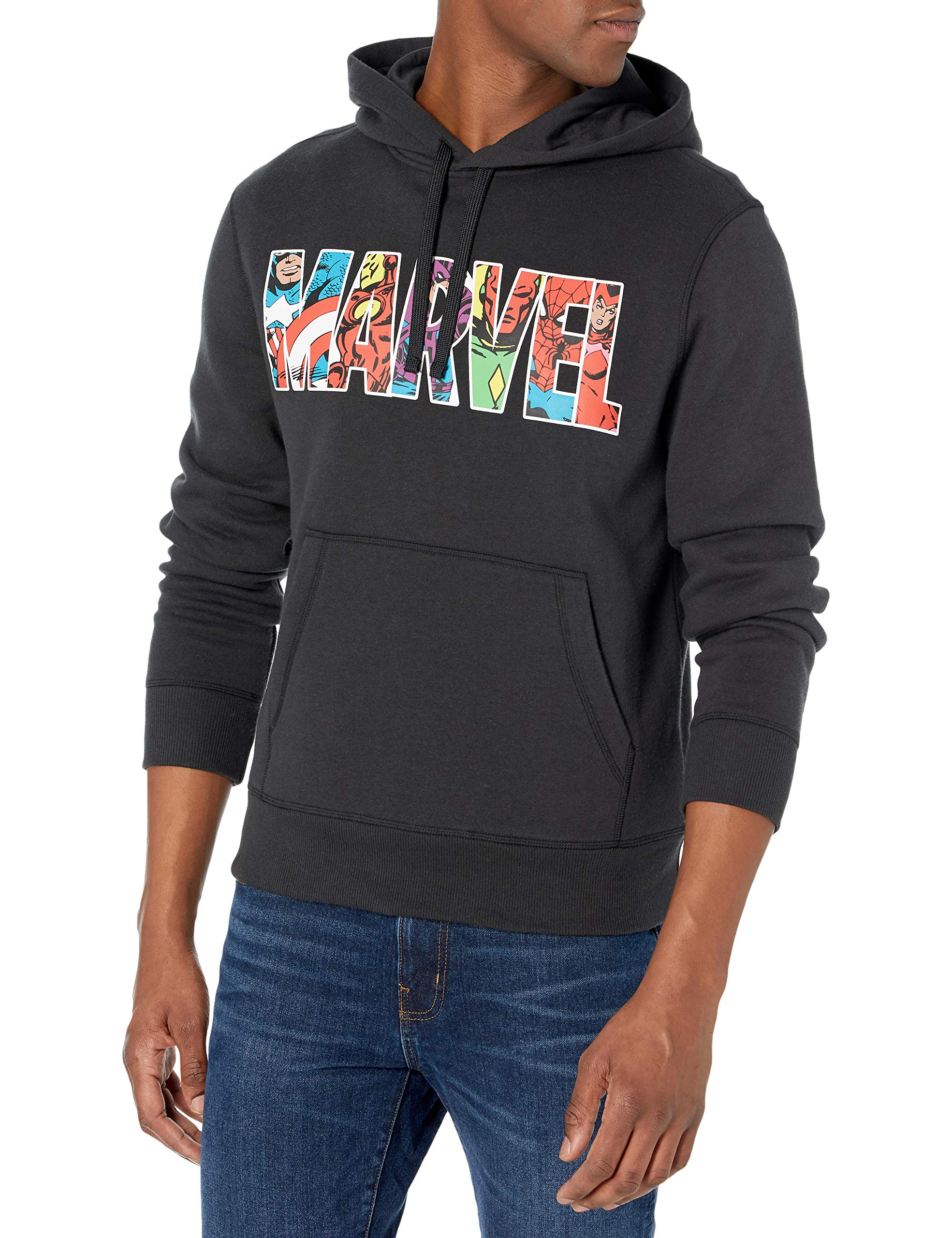 Amazon Essentials Essentials Disney Marvel Star Wars Mens Fleece Pullover Hoodie  Sweatshirts, Marvel Character Logo, X-Small