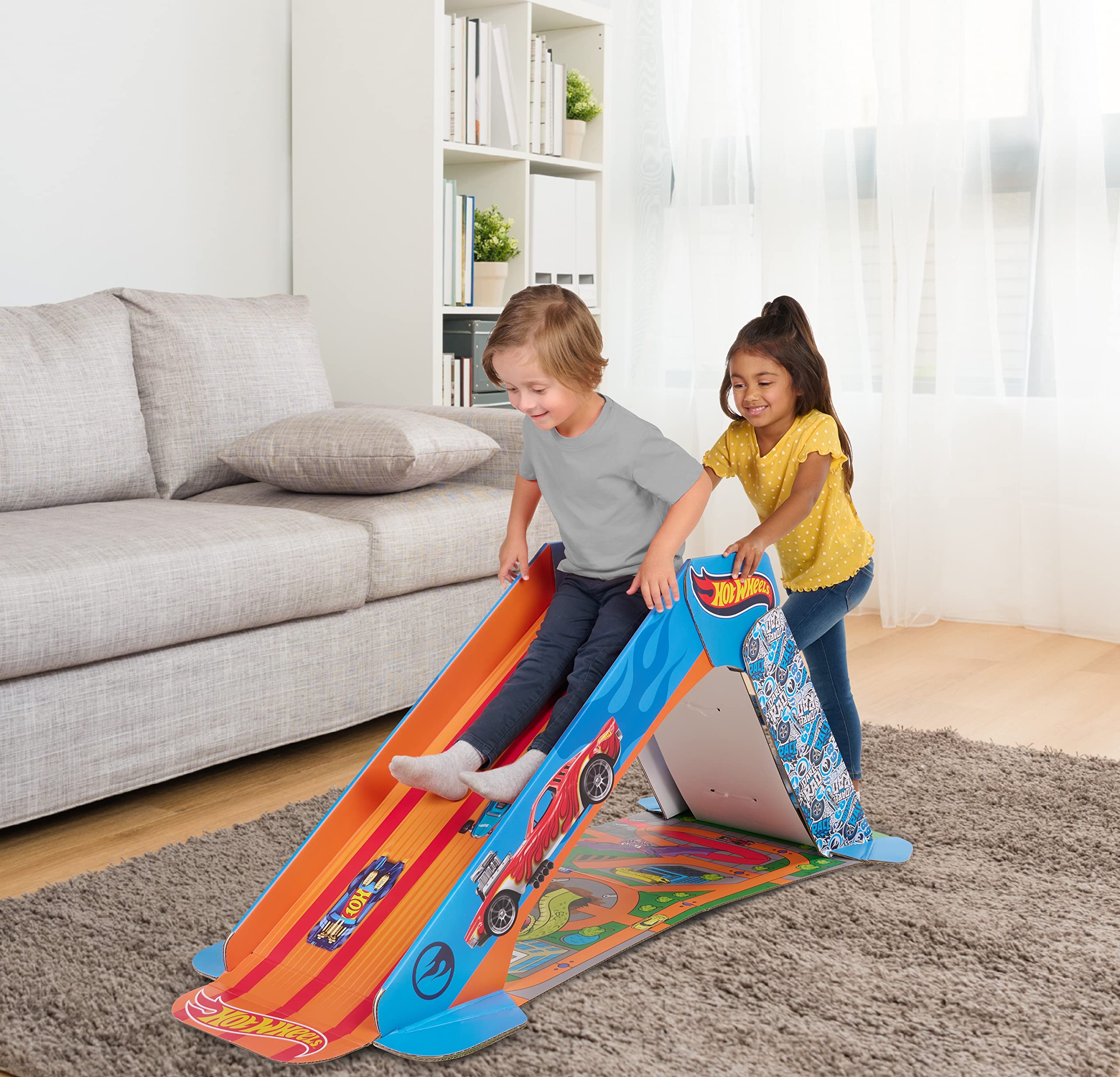 Pop2Play Hot Wheels Foldable Slide For Toddlers - Easy Assembly, Easier Clean-Up - 100% Safe For Kids