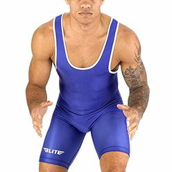 Elite Sports Menas Wrestling Singlets, Standard Singlet For Men Wrestling Uniform (Blue, Small)