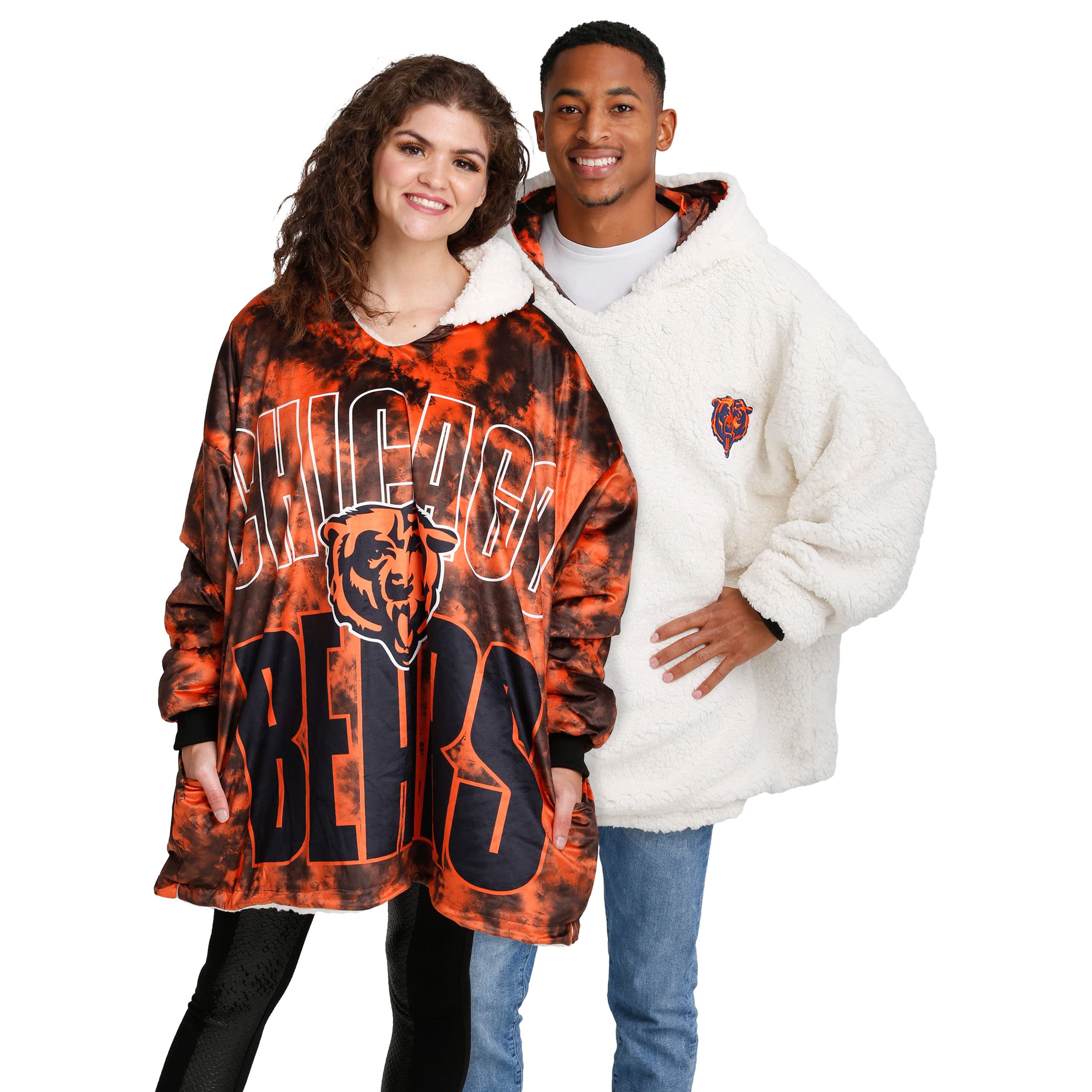 Foco Nfl Team Reversible Oversized Sherpa Hoodie Sweatshirt Hoodeez, Bold  Logo Camo, One Size