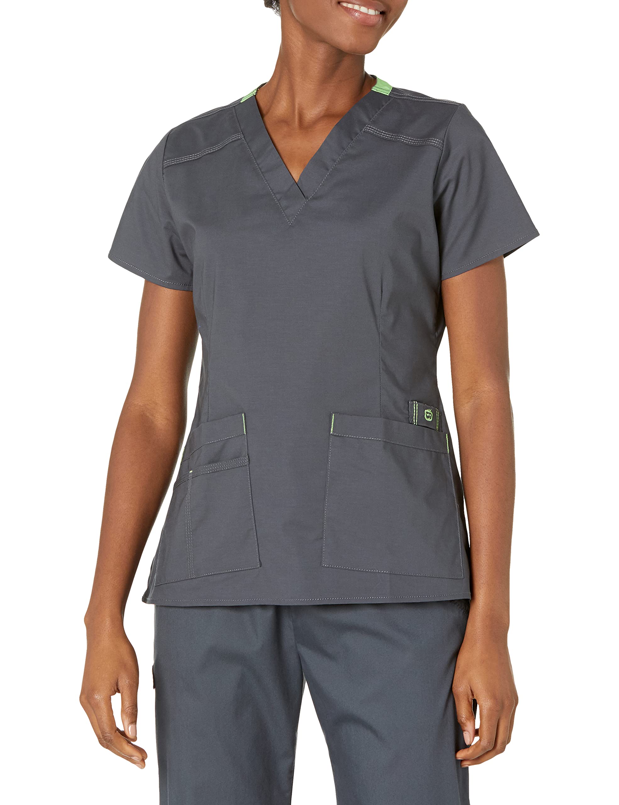 Wonderwink Womens Wonderflex Verity Womens Top Medical Scrubs Shirts, Charcoal, Xx-Large Us