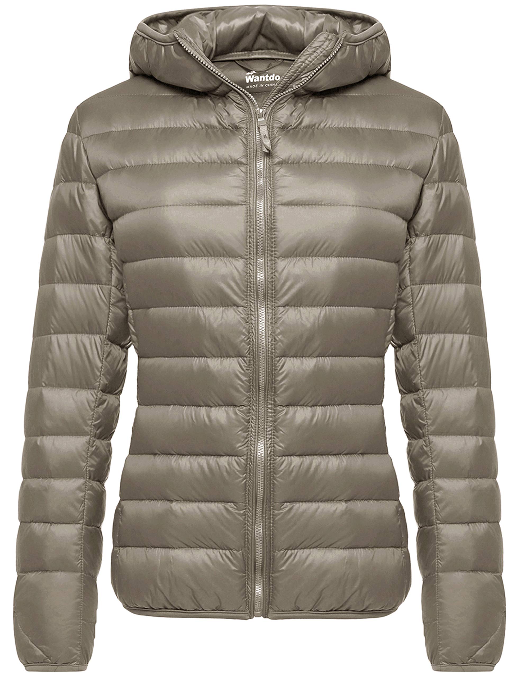 Wantdo Womens Down Jacket Winter Packable Warm Light Short Coat Khaki X-Large