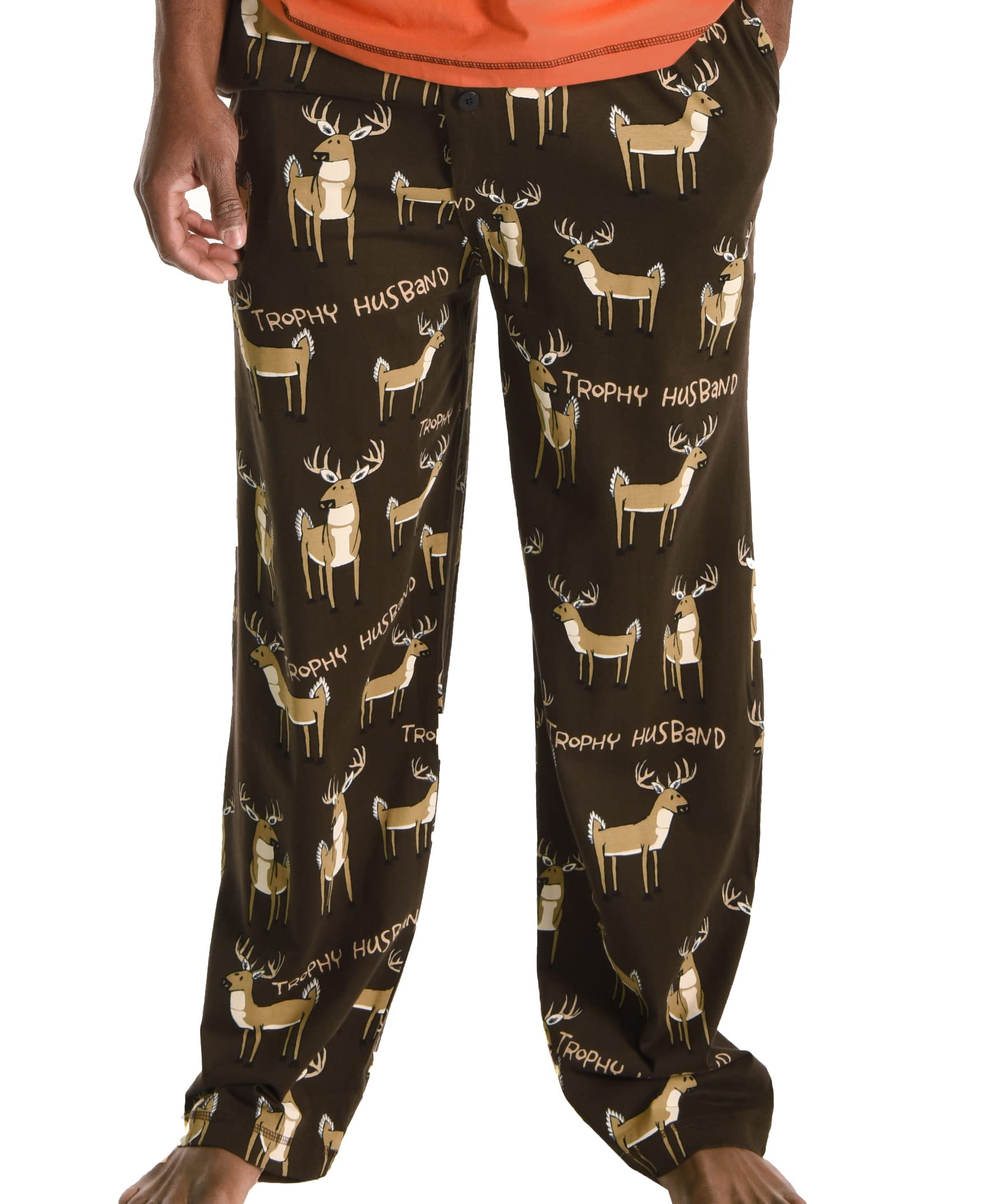 Lazy One Animal Pajama Pants for Men, Mens Separate Bottoms, Lounge Pants, Buck, Deer, Hunting (Trophy Husband, X-Small)