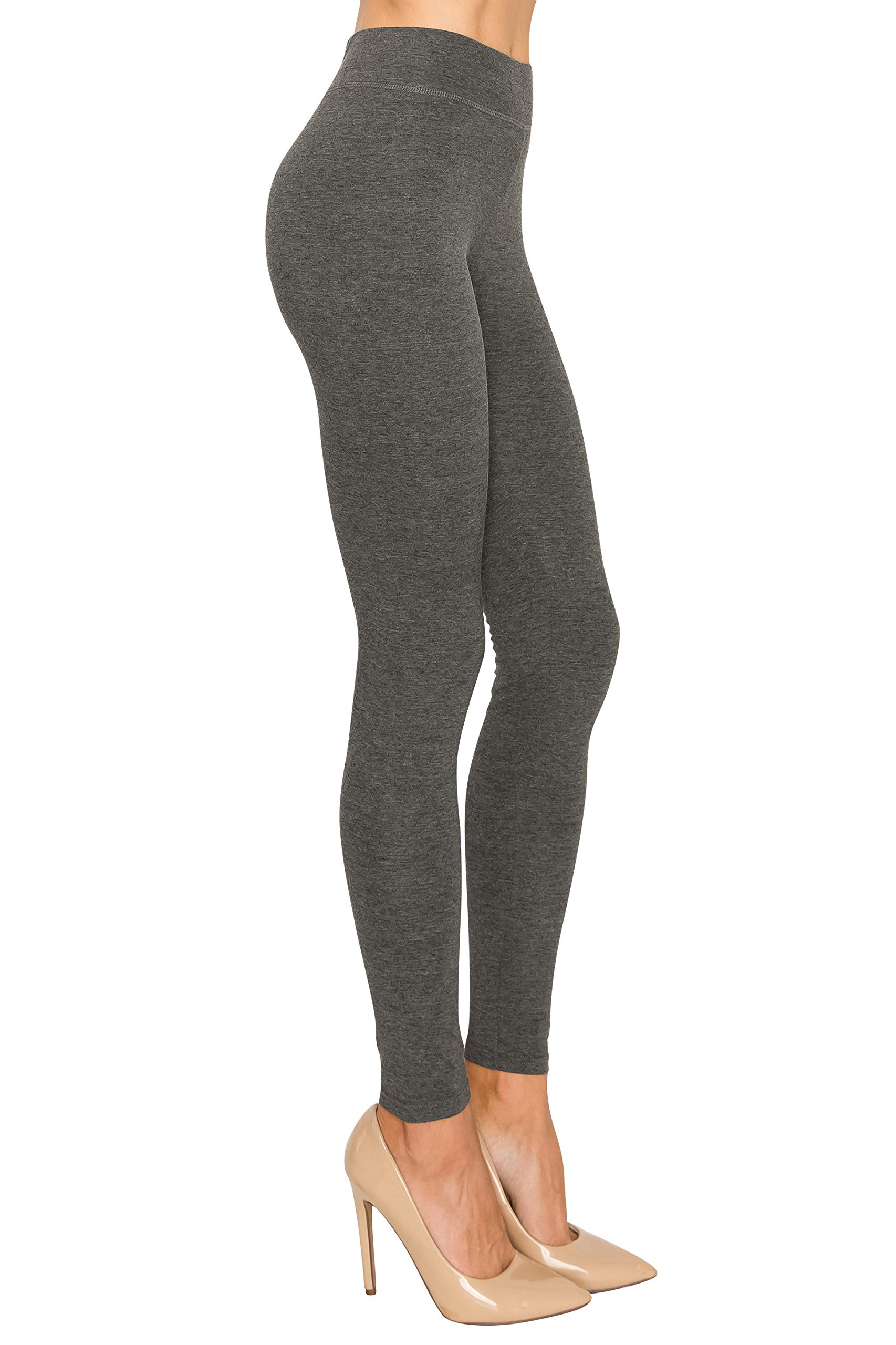 Ettellut Cotton Spandex Basic Knit Jersey Regular And Plus Size Full Active Life Leggings For Women Charcoal M