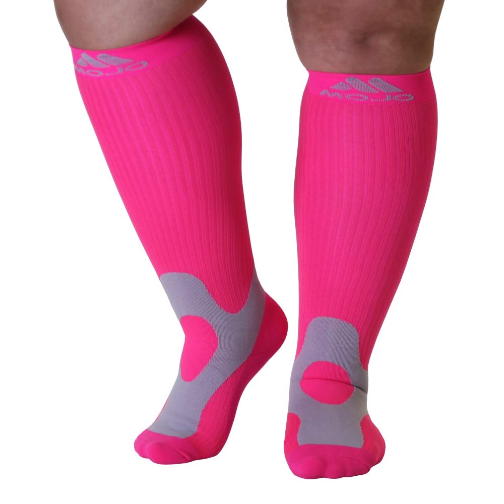 Mojo compression Socks 20-30mmHg - Plus Size Wide calf Support Stockings for Post-Thrombotic Syndrome and chronic Venous Insuffi