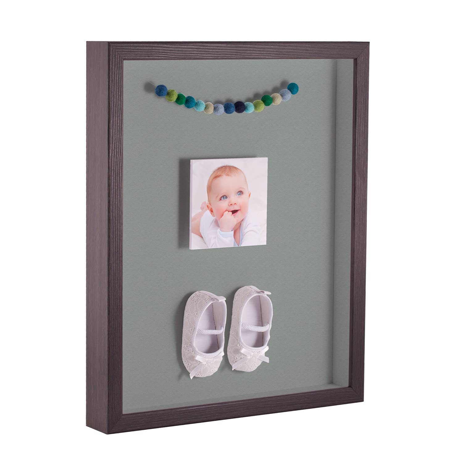 ArtToFrames 22 x 28 Inch Shadow Box Picture Frame, with a Melinga Oak gray 1 Shadowbox Frame and Silverpine Mat