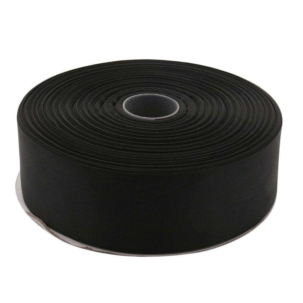 Topenca Supplies 1-12 Inches x 50 Yards Double Face Solid grosgrain Ribbon Roll, Black