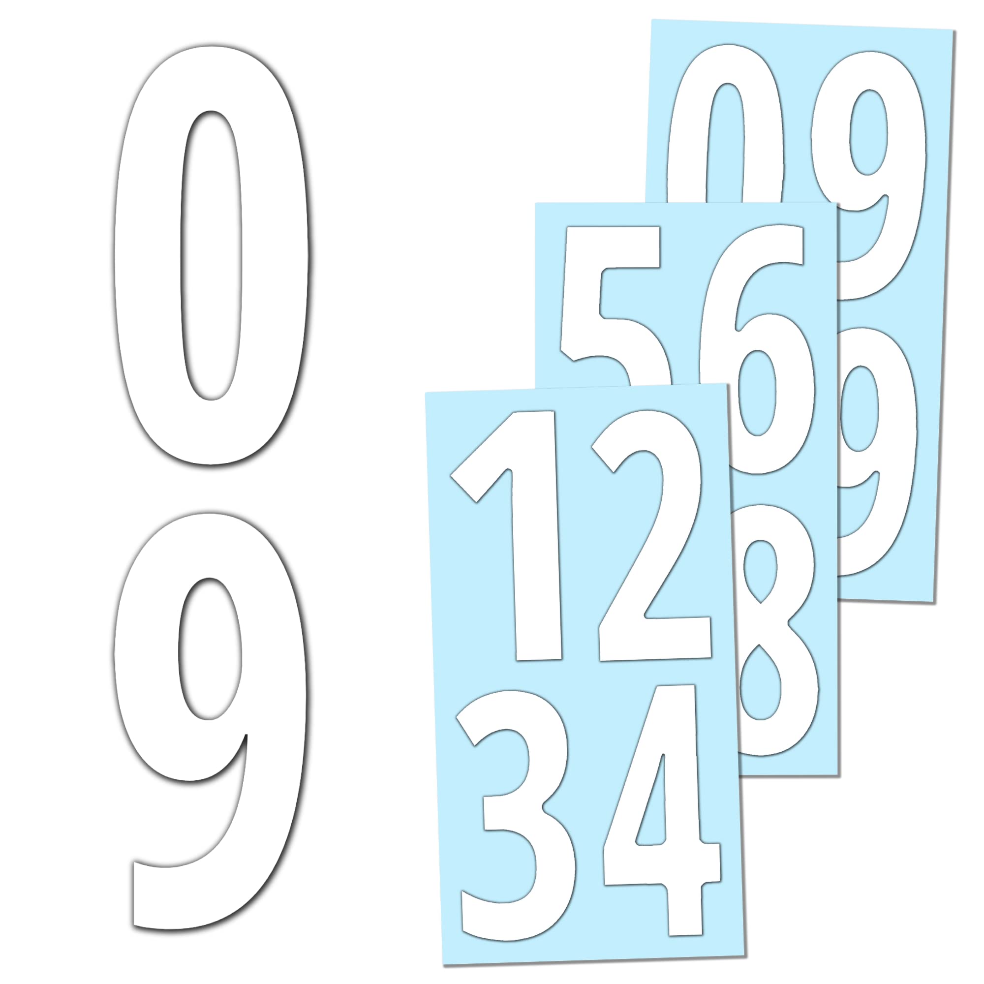 TownStix 40 Pieces, 6 - Number Stickers, Waterproof Vinyl Stick On Numbers  - White