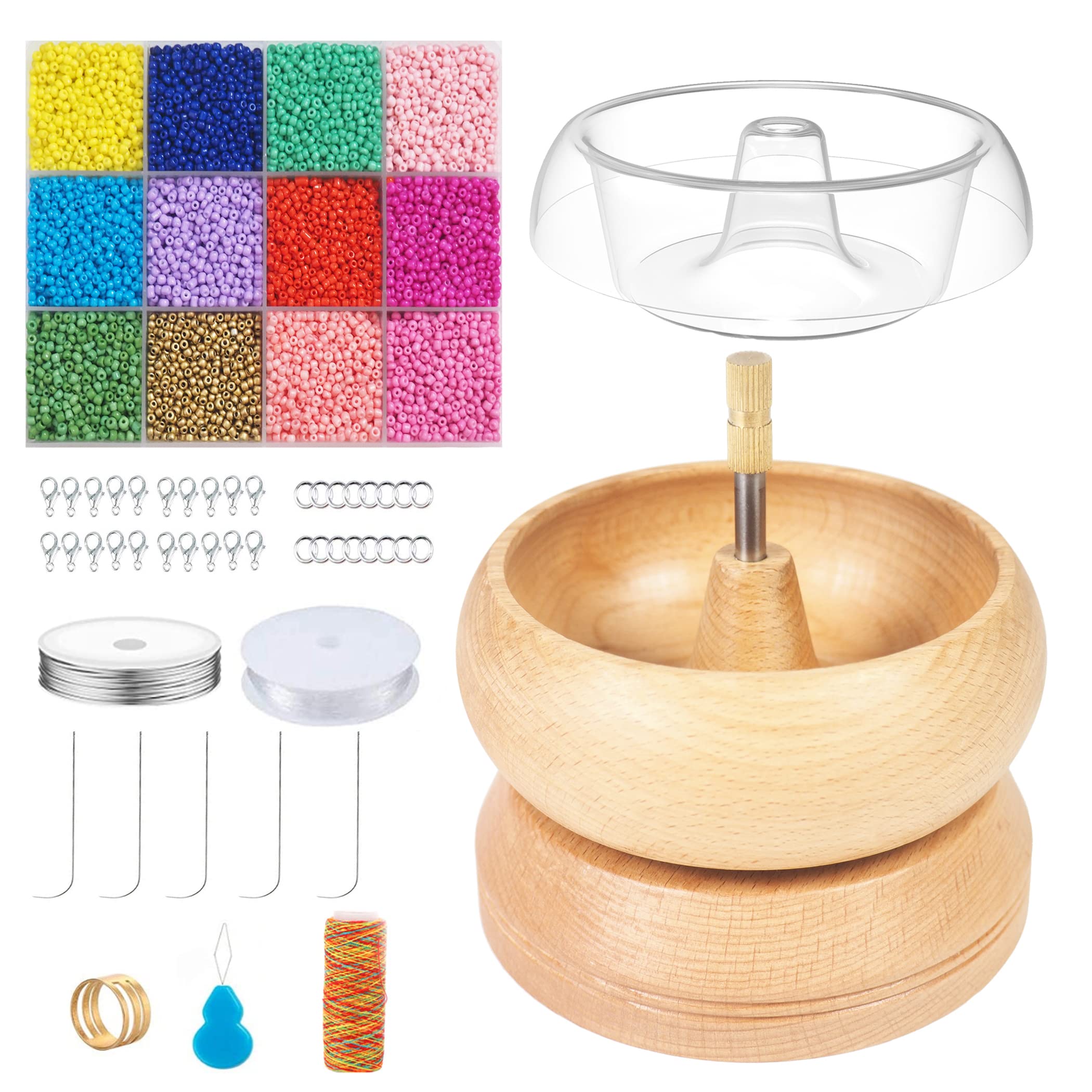 DAFENCHI Dafenchi Bead Spinner With Quick Changed Trays, Bead Spinner Bowl  For Seed Beads With Beading Needles, Quickly Beading Bowl Load