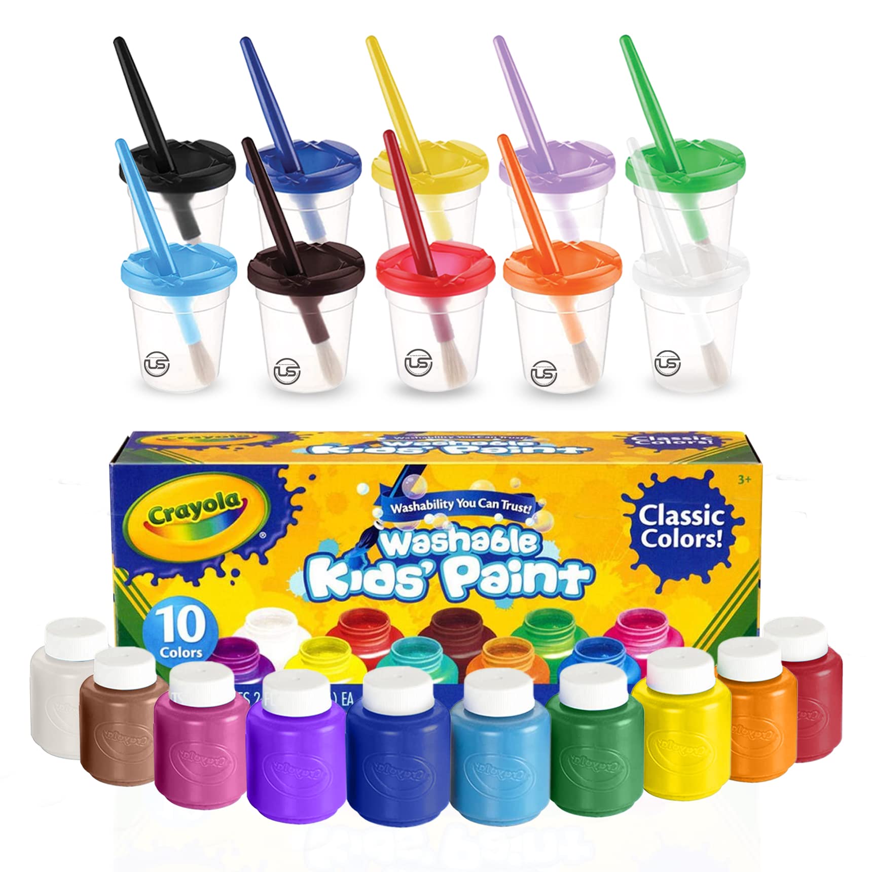 The Mega Deals Kids Paint Set - Kids Paint With Toddler Art Supplies  Included, Washable Paint For Kids With Toddler Paint Brushes And Paint Cup