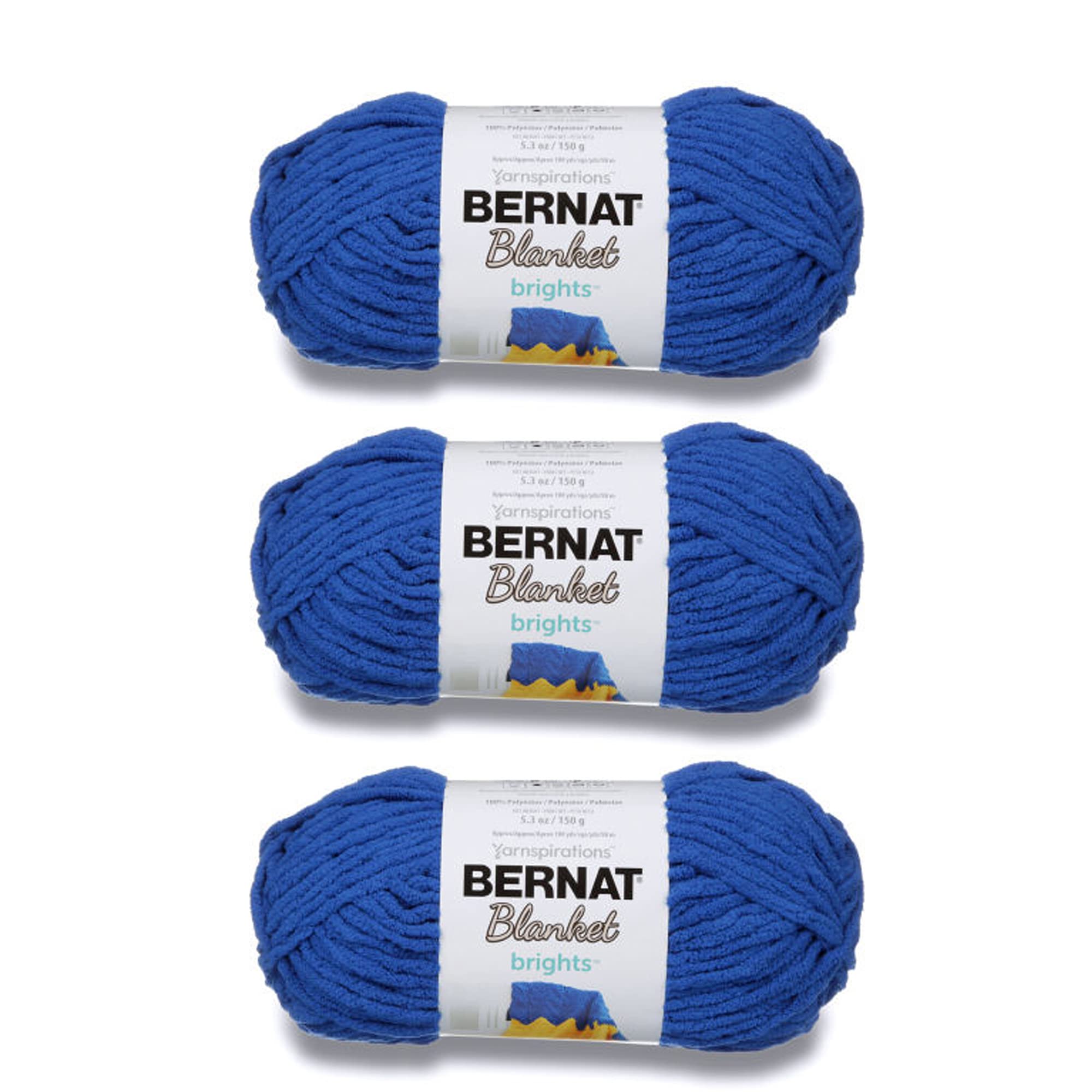 Bernat Blanket Brights Royal Blue Yarn - 3 Pack Of 150G53Oz - Polyester - 6  Super Bulky - 108 Yards - Knittingcrochet