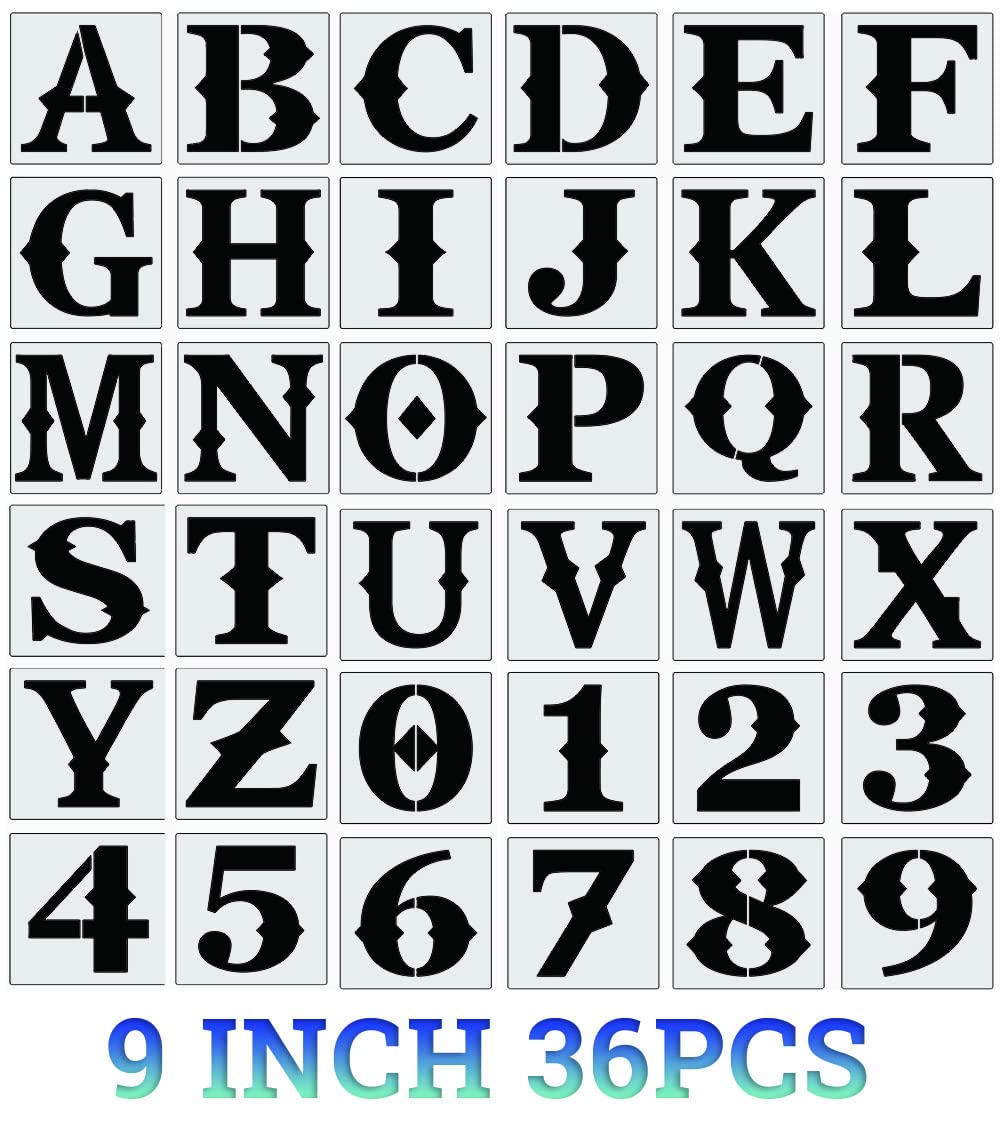 Alphabet Letter Stencils 4 Inch, 36 Pcs Reusable Plastic Letter