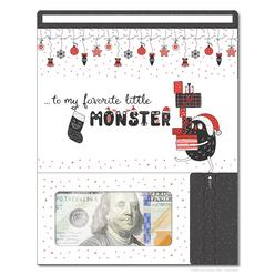 Zipgifts Holiday Card Zip-Open Money Holder Wclear Plastic Window For Cash, Check, Gift Card (Favorite Little Monster)