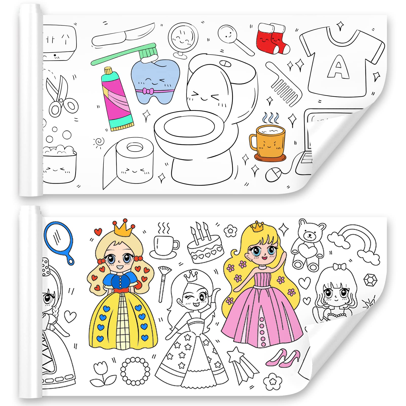 Keweis 2 Pcs Childrens Drawing Roll, Coloring Paper Roll For Kids