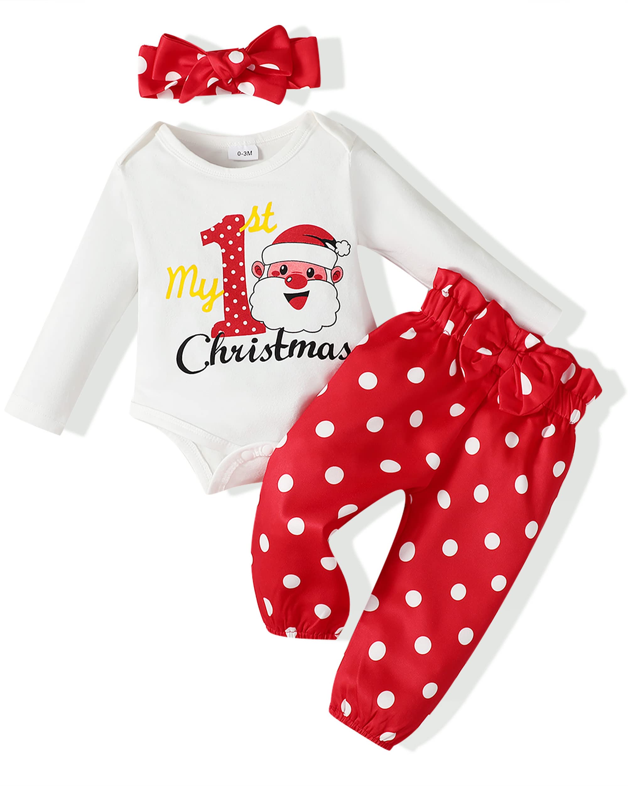 Renotemy Toddler Girl Christmas Clothes Outfits Christmas Baby Girl Gifts Christmas Romperpantshat Baby Clothes 12-18 Months