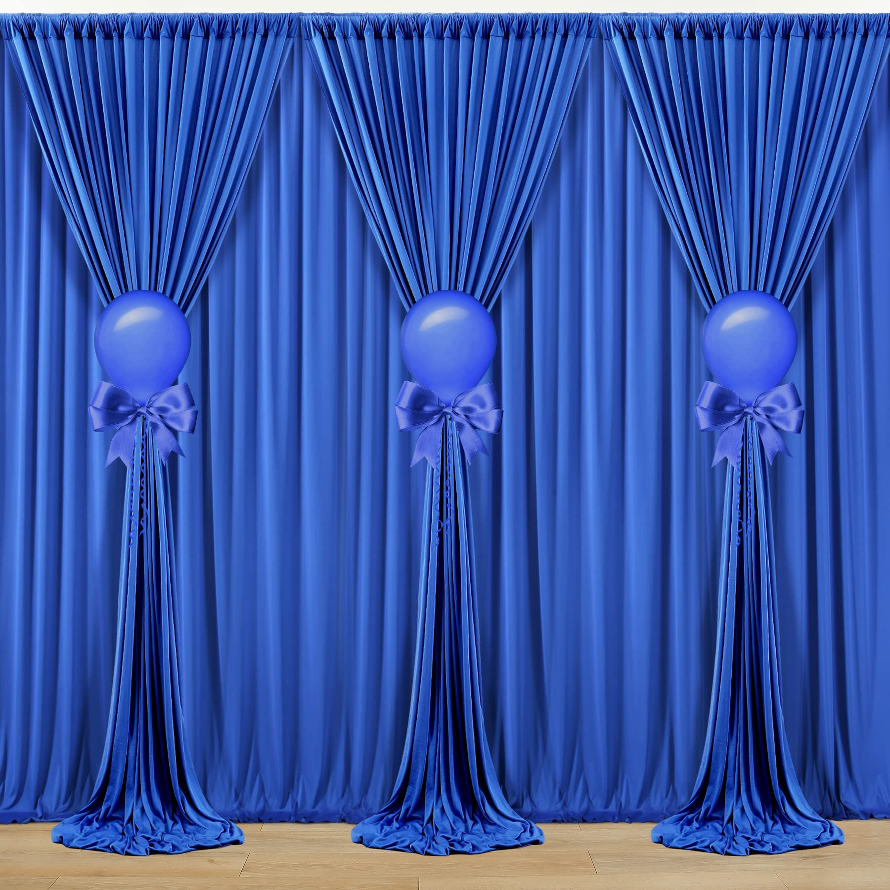 Outpain 10 Ft X 20 Ft Wrinkle Free Royal Blue Backdrop Curtain Panels, Polyester Photography Backdrop Drapes, Wedding Party Home Decorat