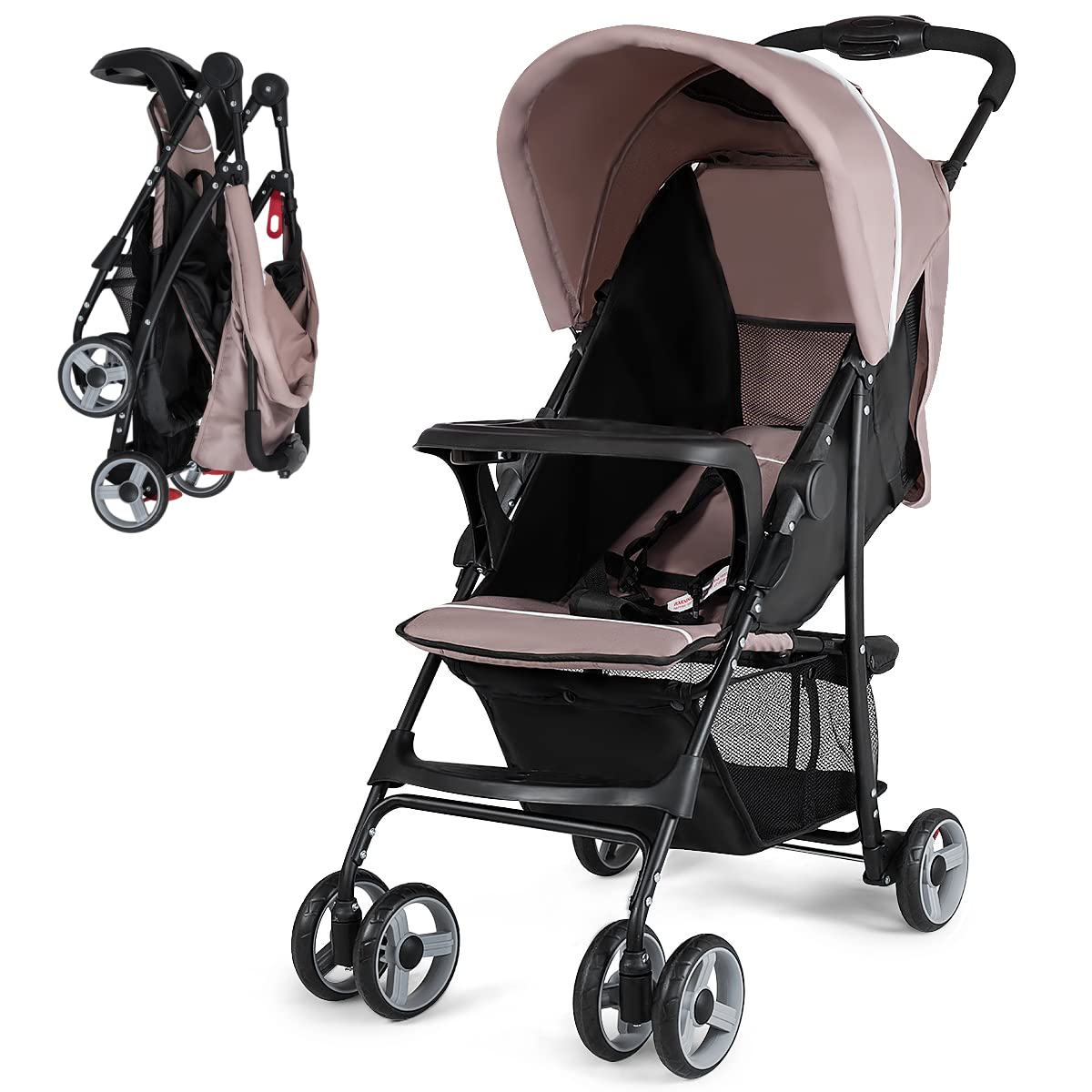 Costzon Baby Joy Lightweight Stroller, Compact Toddler Travel Stroller For Airplane, Infant Stroller Wadjustable Backrestfootrestcanopy,