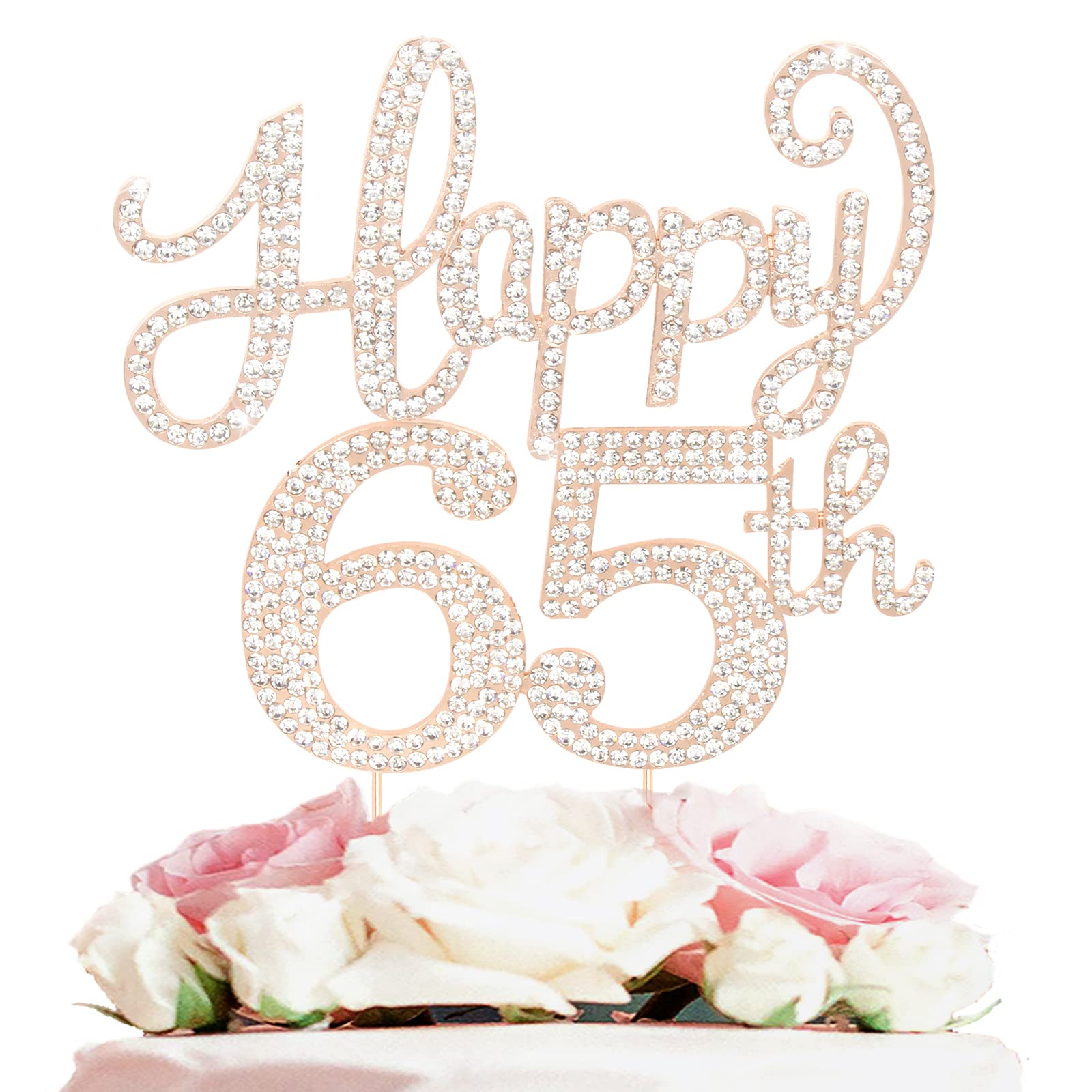 LASKYER Happy 65th Birthday Decorations,65th Birthday gold Rhinestone ...