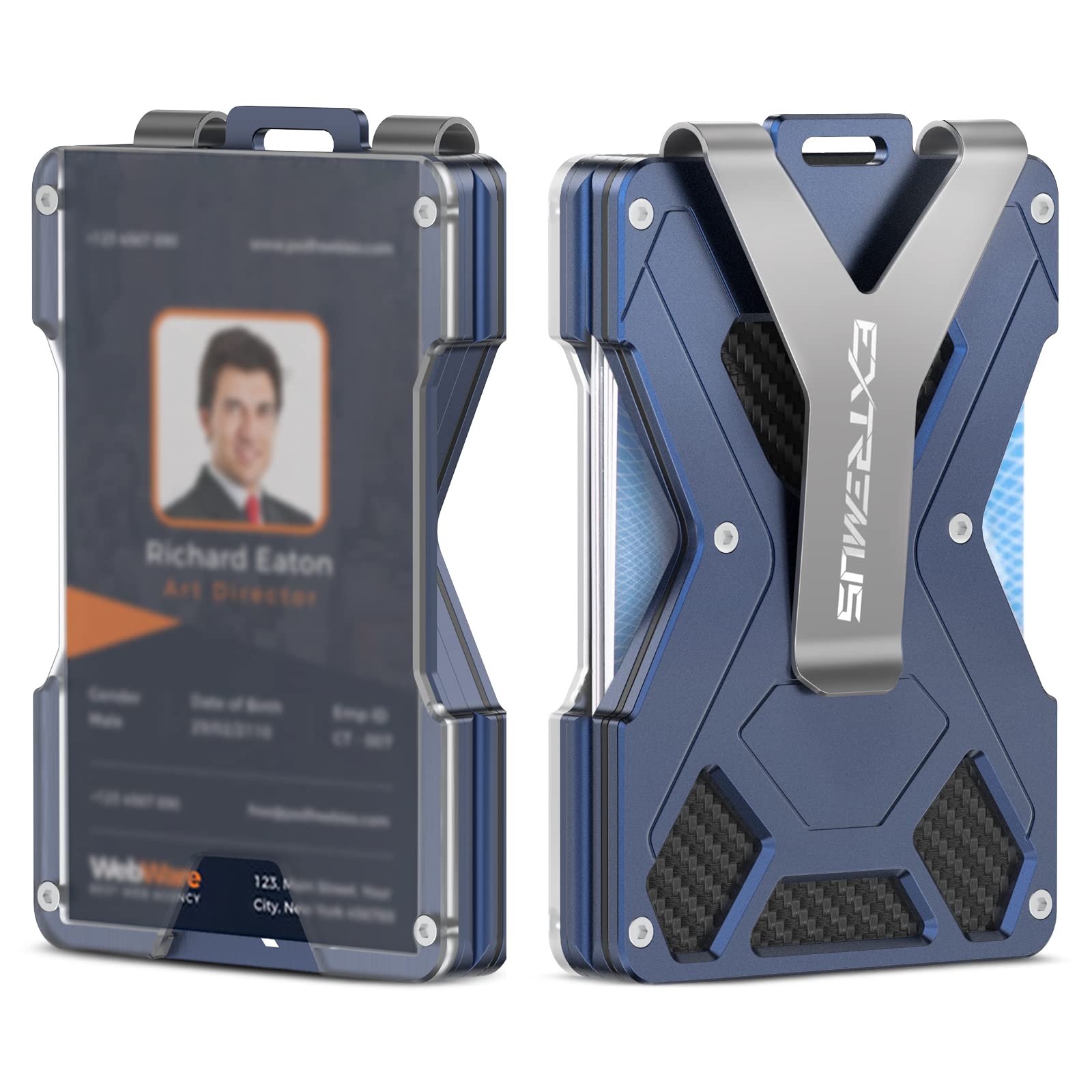 Extremus Money clip Tactical Wallet, carbon Fiber Wallet, RFID Blocking Minimalist Wallet, Slim cash credit card Holder