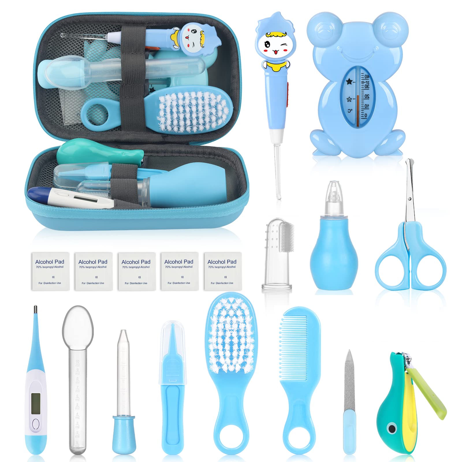 UHFi Baby Healthcare And Grooming Kit, Portable Baby Safety Care Set, Baby Essentials Kit For Newborn (Blue 18 In 1)A
