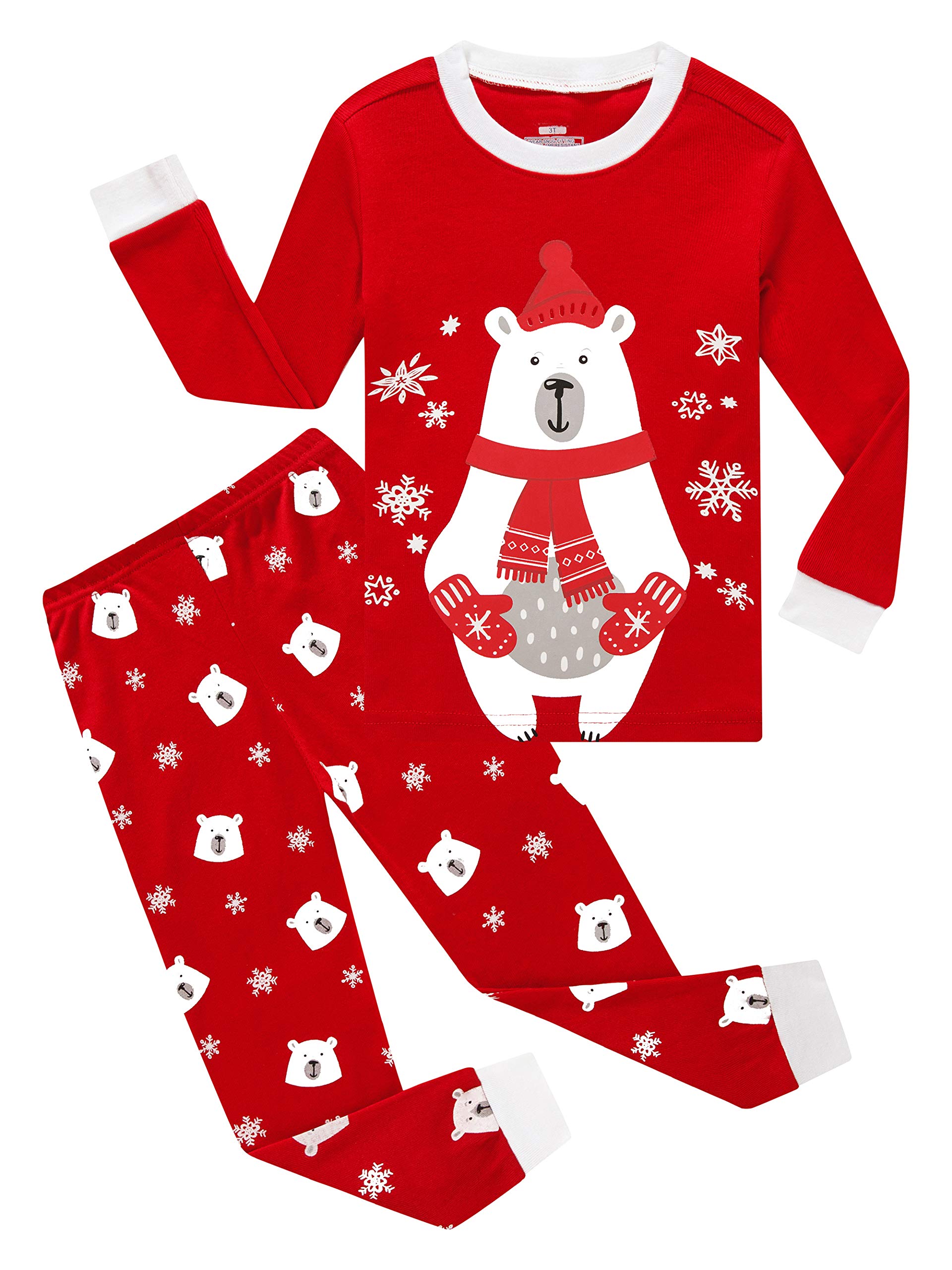 Family Feeling Baby Girls Boys Long Sleeve Christmas Pajamas Sets Cotton Pyjamas Kids Bear Pjs Size 18-24 Months Red