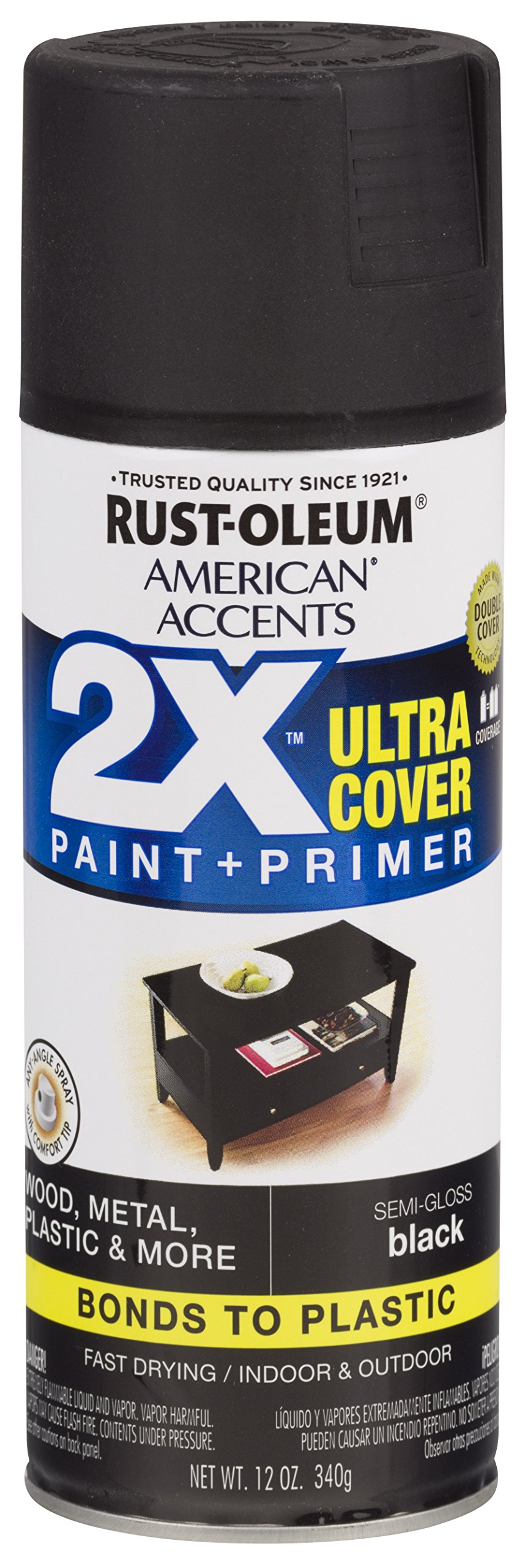 Rust-Oleum 327950 American Accents Spray Paint, 12 Ounce, Semi-Gloss Black, 12 Ounce