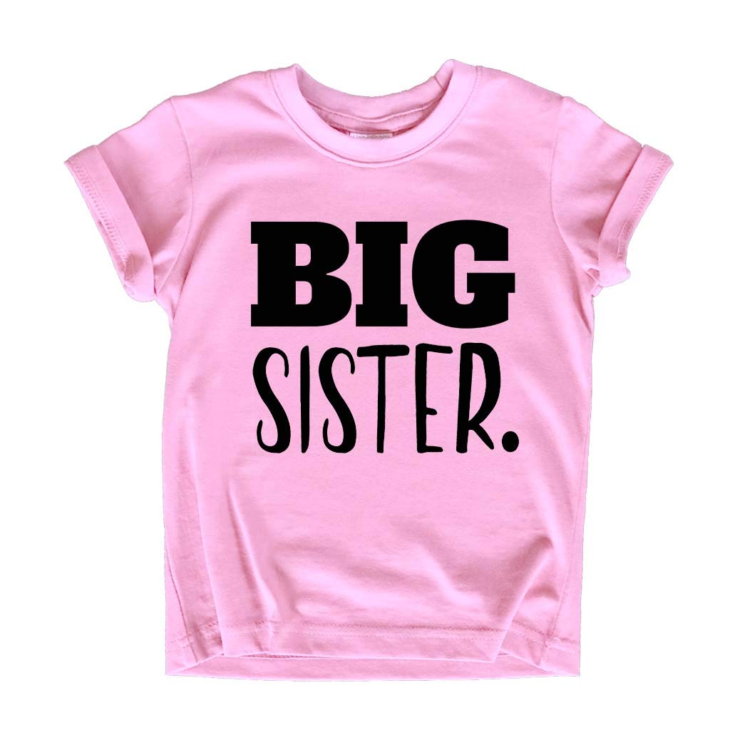 Unordinary Toddler Big Sister Shirt Big Sister Announcement Toddler Shirts Promoted to girls Outfit (Black on Pink, 12 Months)