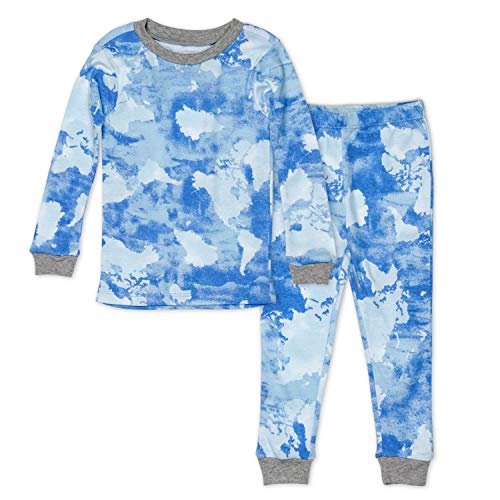 HonestBaby Boys Organic cotton 2-Piece Snug Fit Pajama Set, Watercolor World, 5T
