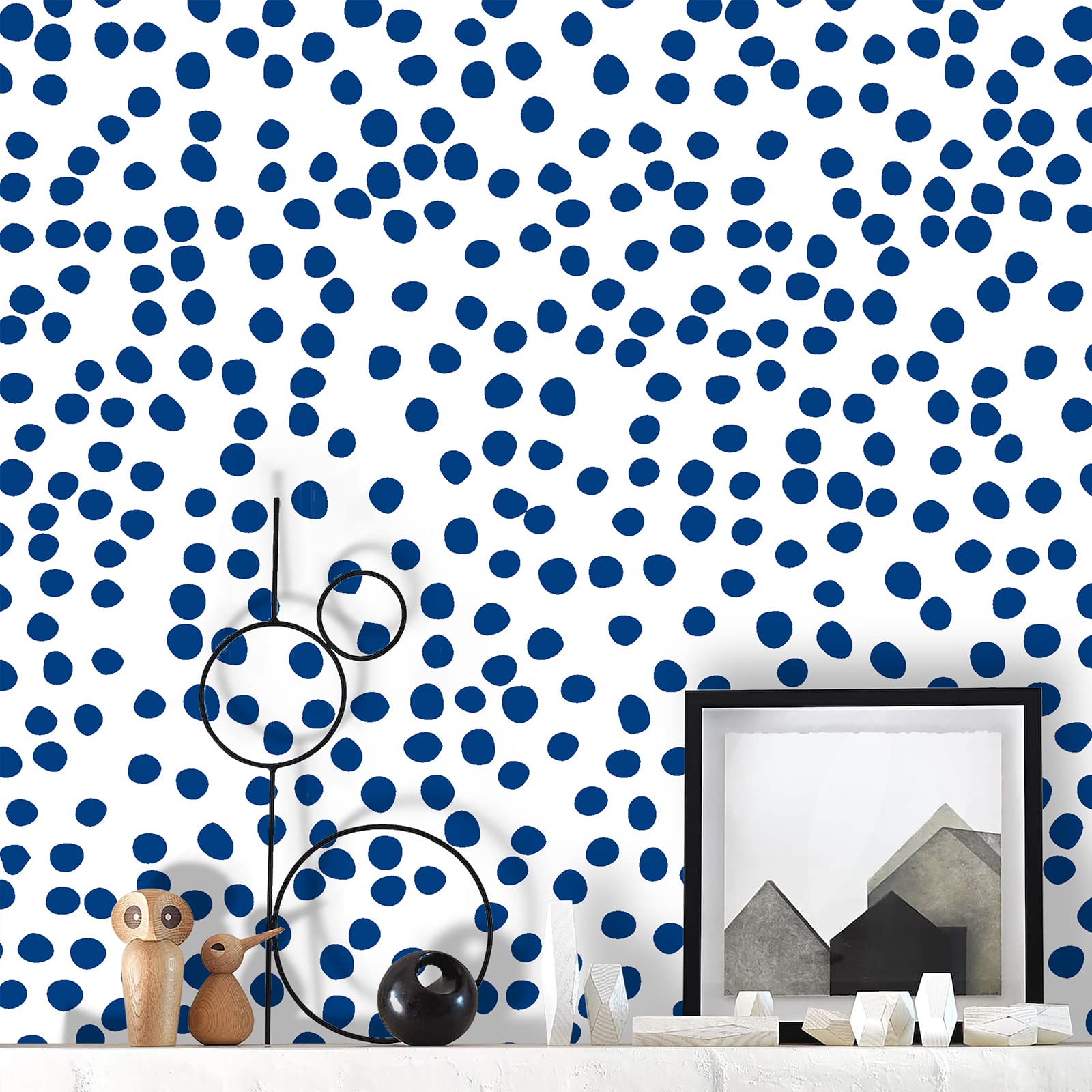 Jeweluck Blue and White Wallpaper Peel and Stick Wallpaper Blue Dot