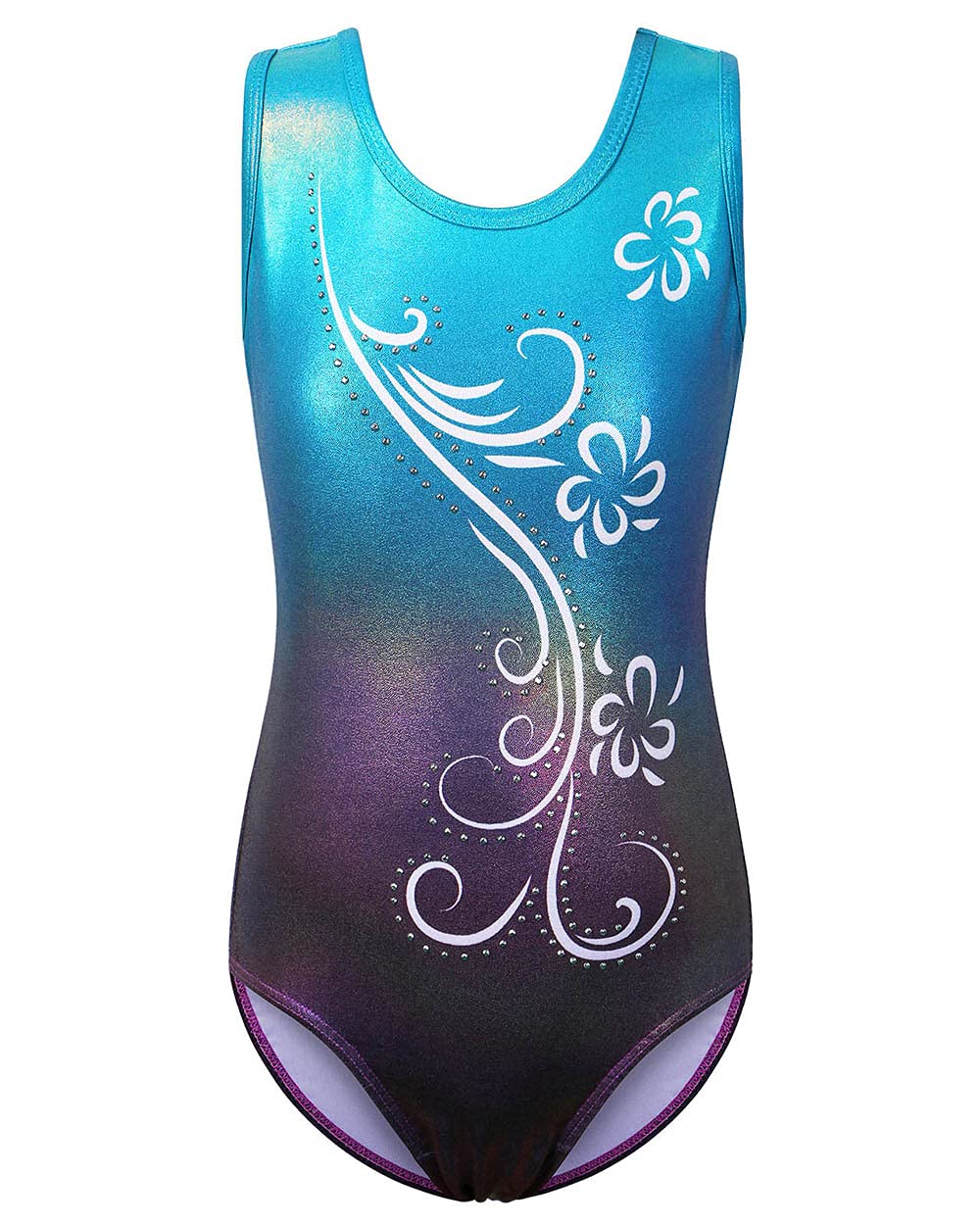 BAOHULU Leotards for girls gymnastics Toddler Shiny Metallic Athletic Bodysuit B275_Aqua_4A