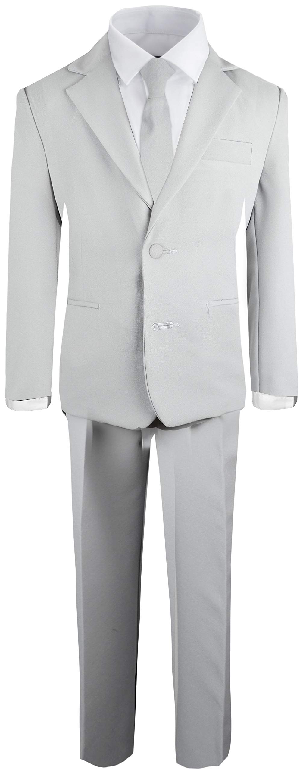 Black n Bianco Boys Formal Black Suit with Shirt and Vest (2T, grey)