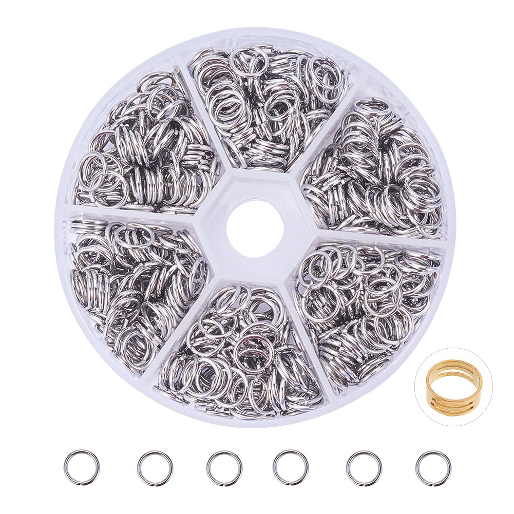 PH PandaHall 304 Stainless Steel Jump Ring, 550pcs 8mm Open Jump Rings 18-gauge O Ring for Earring Bracelet Necklace Pendant Jew