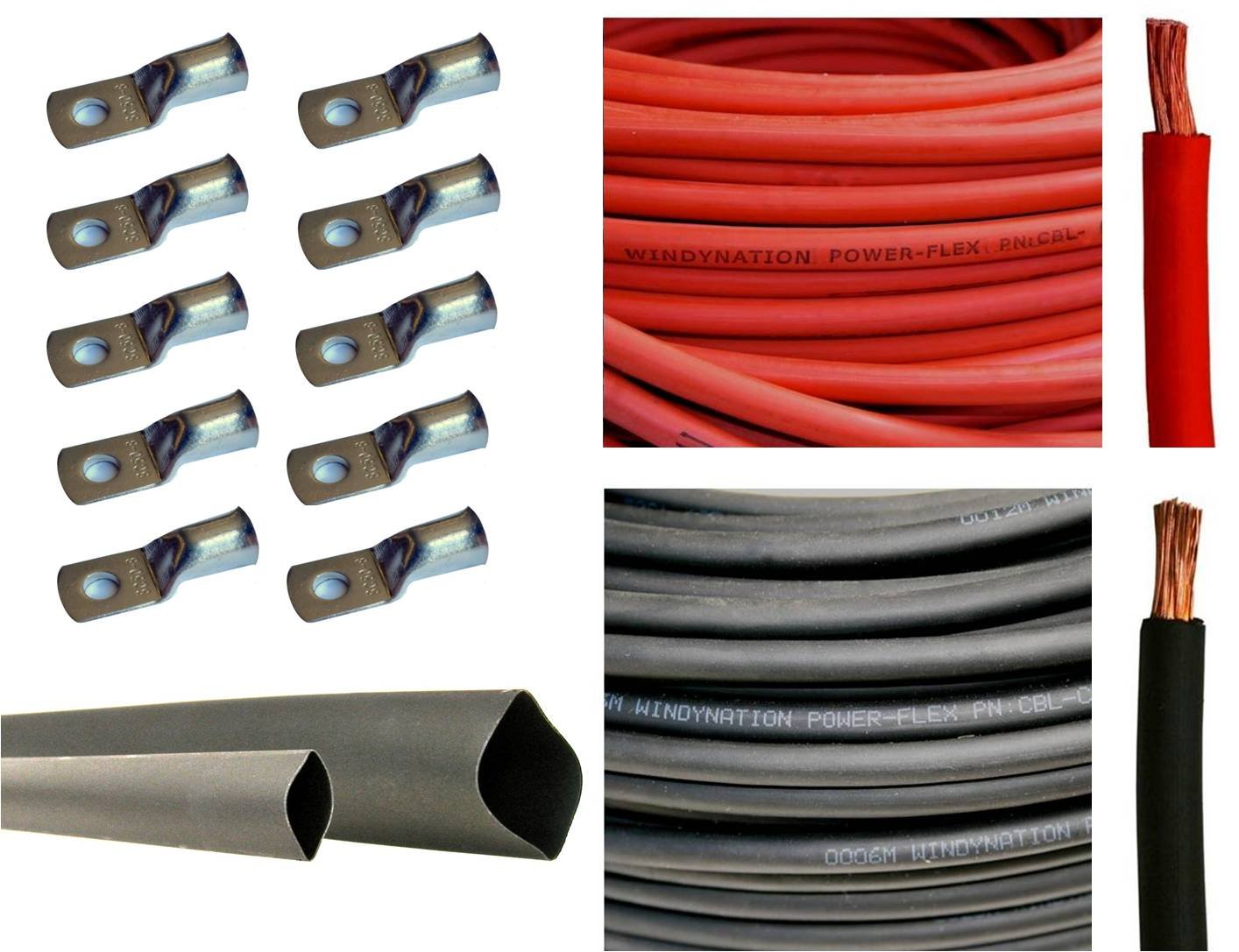 WindyNation Wni 20 Awg 20 Gauge 40 Feet Black 40 Feet Red Battery Welding Pure Copper Ultra Flexible Cable 5Pcs Of 516 5Pcs 38 Copper Cable
